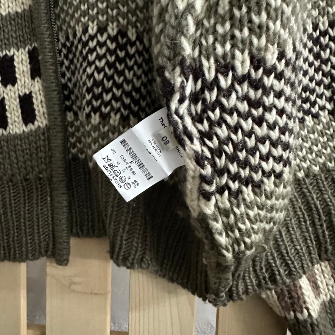 (M) 더오픈프로덕트 자카드 니트 후드집업 상품이미지5