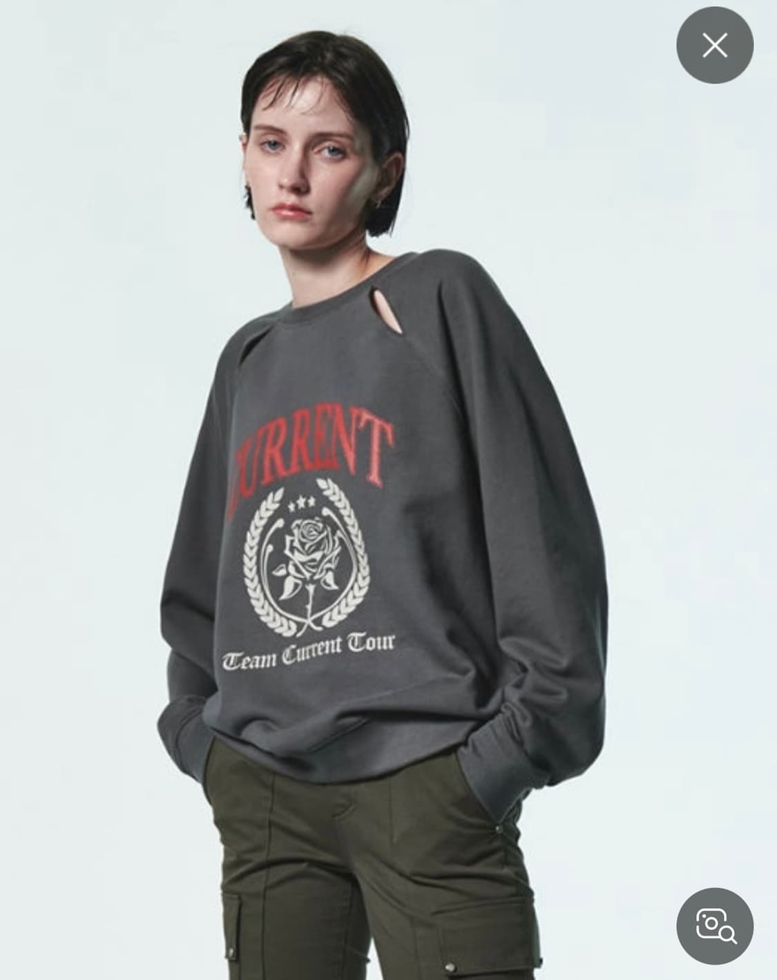 커렌트 슬릿 그래픽 맨투맨 그레이 상품이미지1