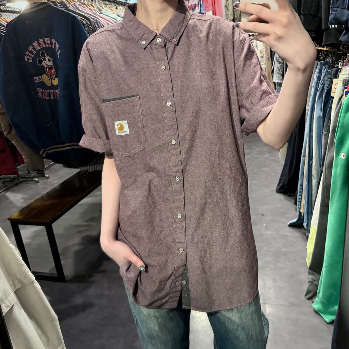 [IM] Carhartt 칼하트 반팔 셔츠 버건디 상품이미지4