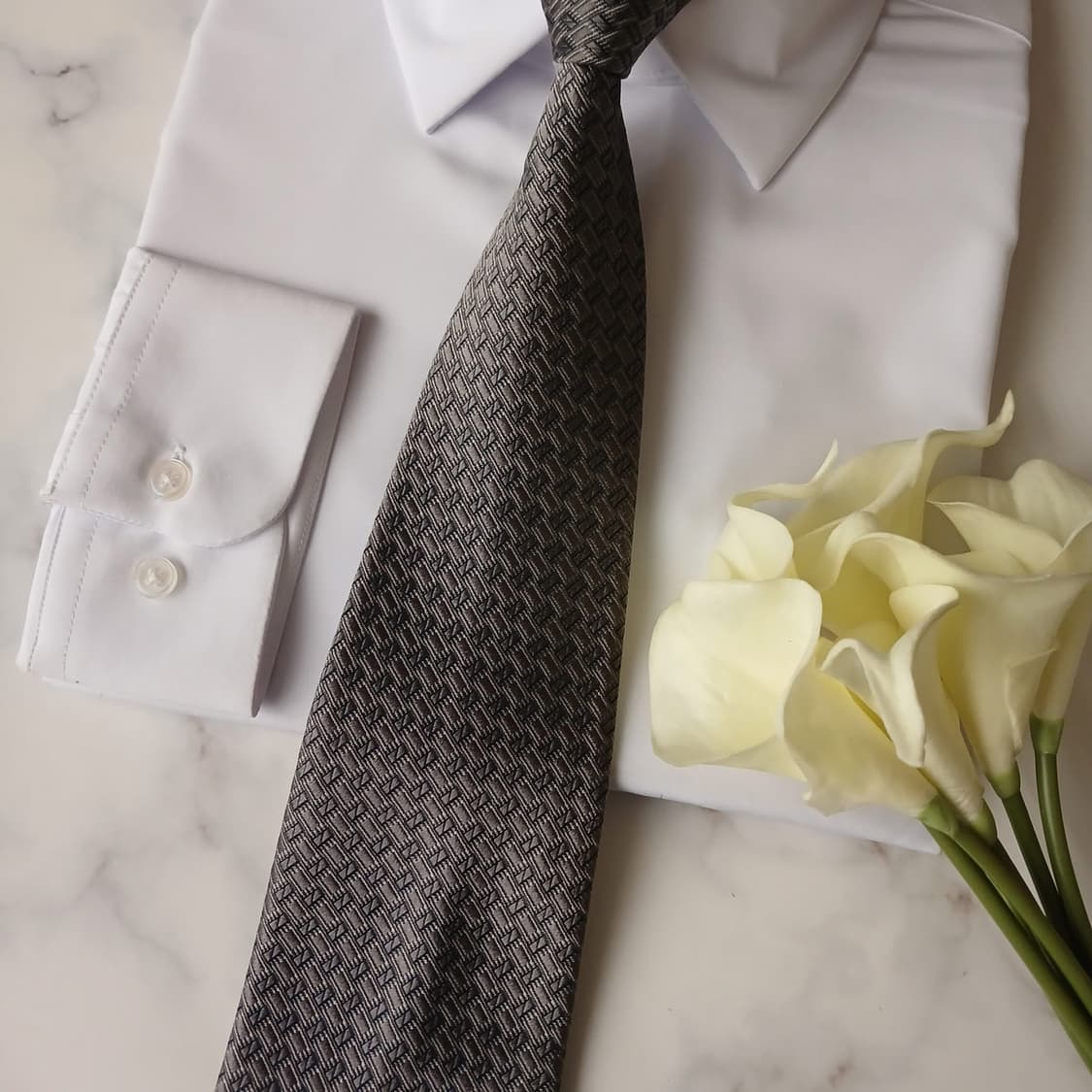 에르메네질도 제냐 실크 그레이 패턴 넥타이 9.6cm A등급 A19152 상품이미지5