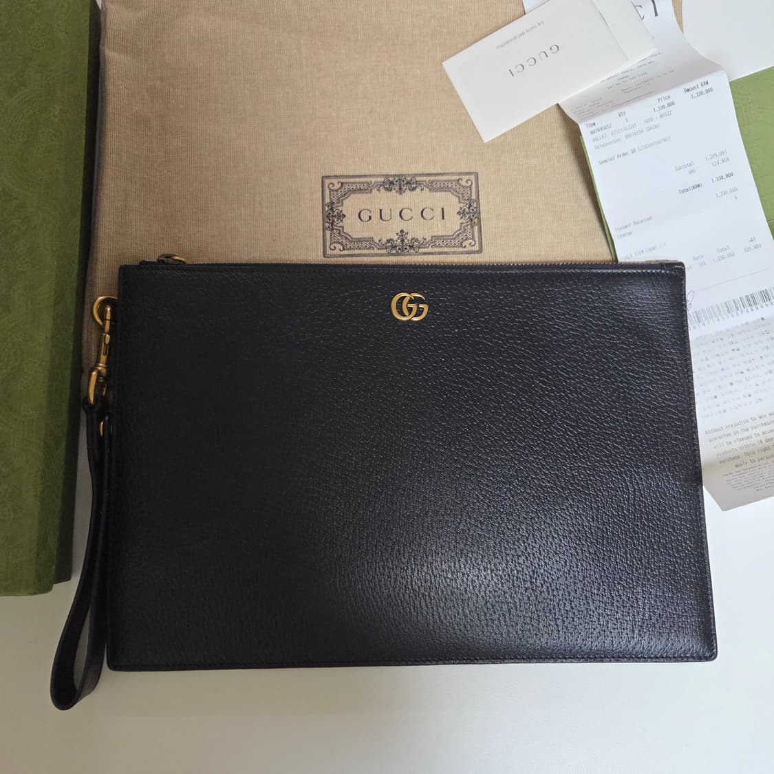 구찌 마몬트 블랙 레더 클러치백 풀박스 상품이미지2