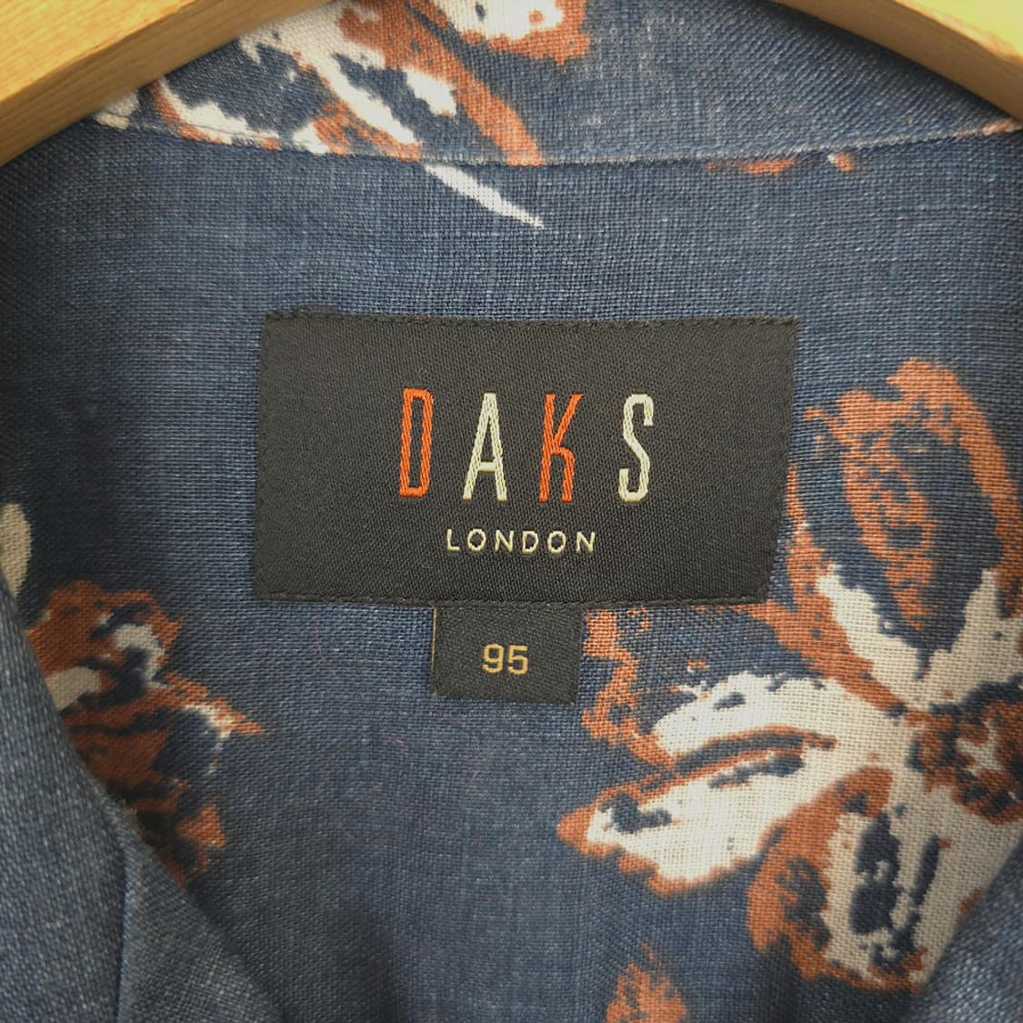 닥스 DAKS 런던 리넨 100% 플라워 패턴 반팔셔츠 95 상품이미지5