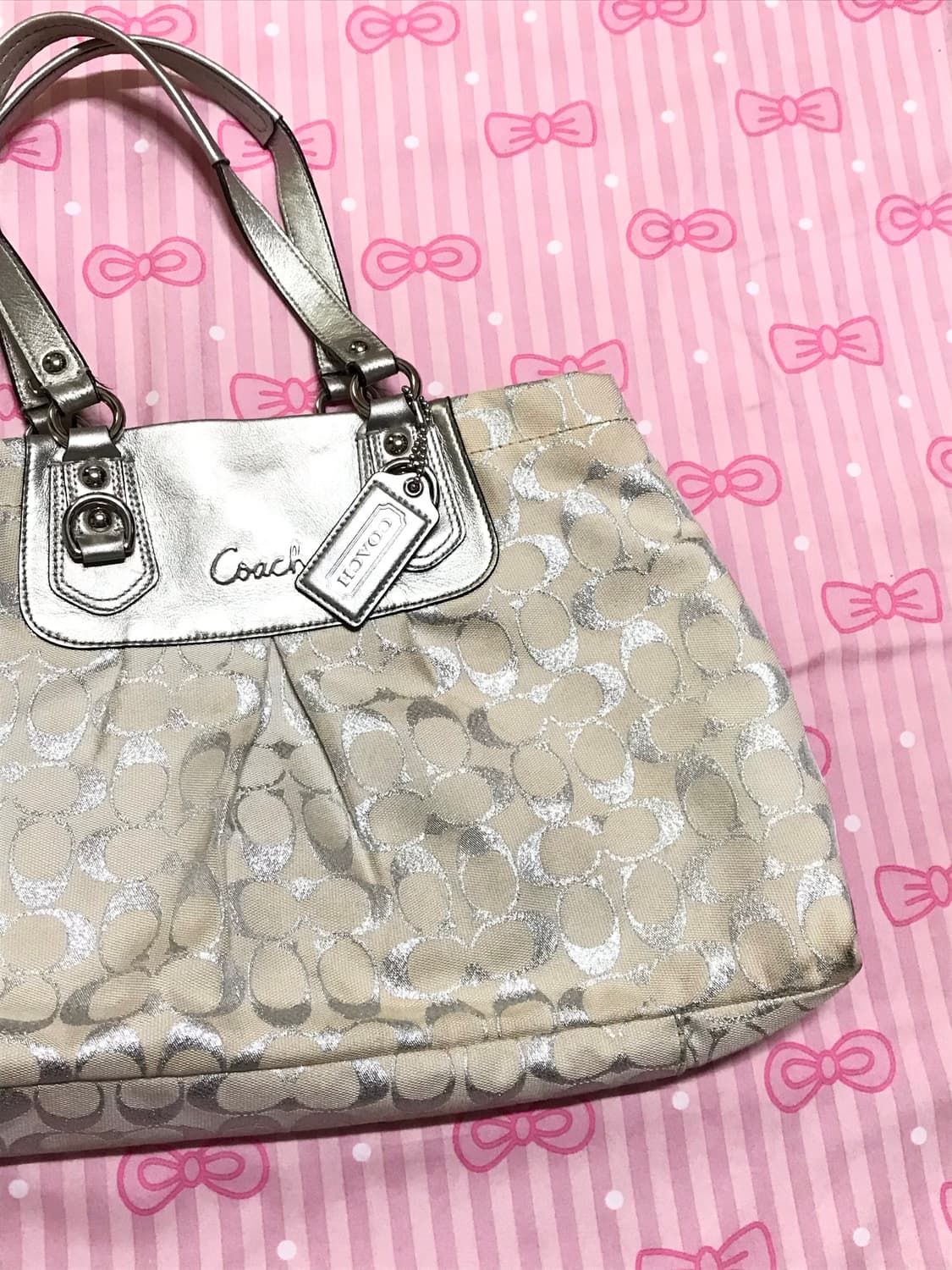 코치 시그니처 패턴 메탈 빅백 y2k 갸루 보부상 상품이미지2