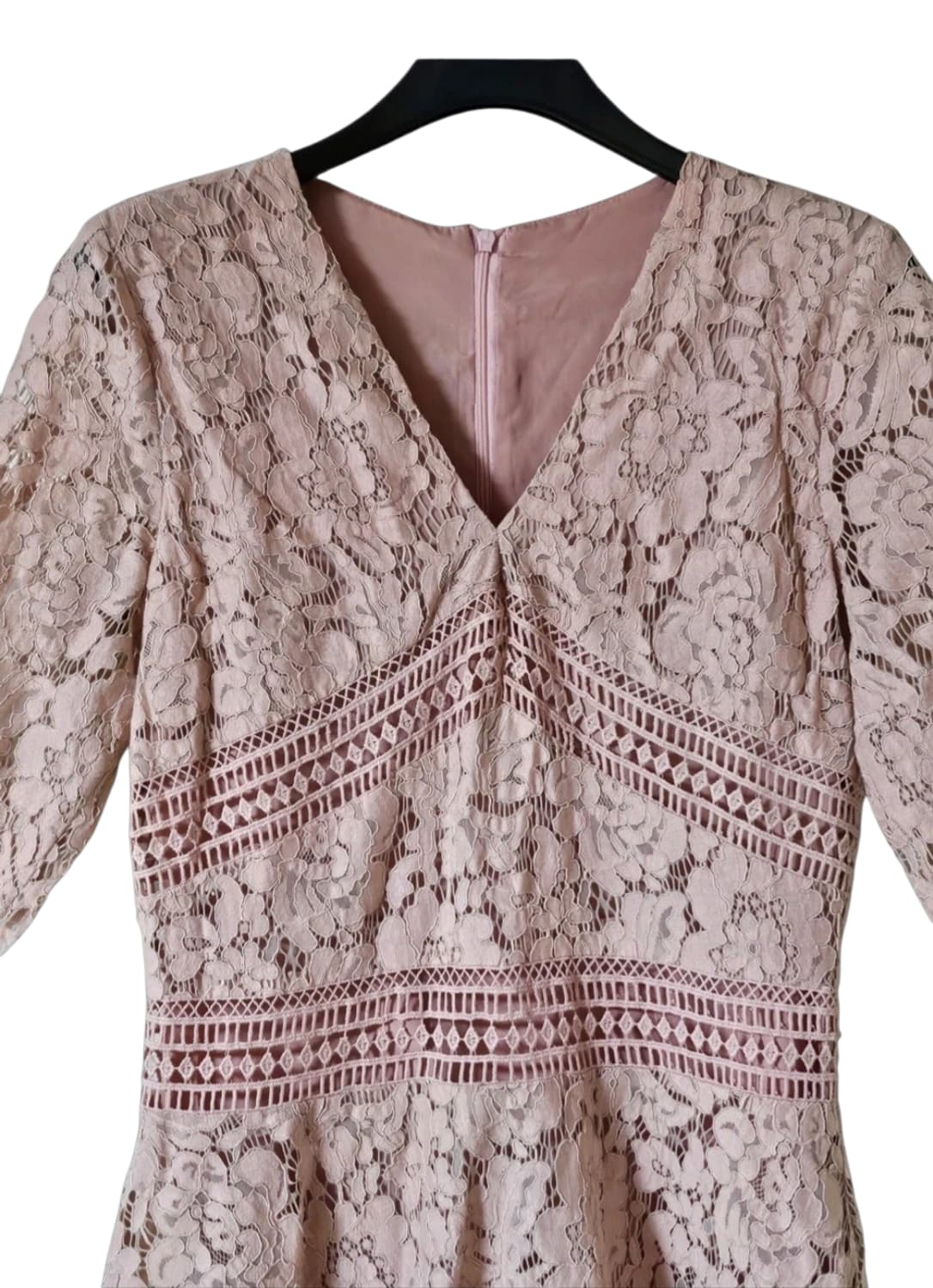 💗하객룩 추천 | 핑크 레이스 브이넥 미디 원피스 55~슬림66 | 날 상품이미지4