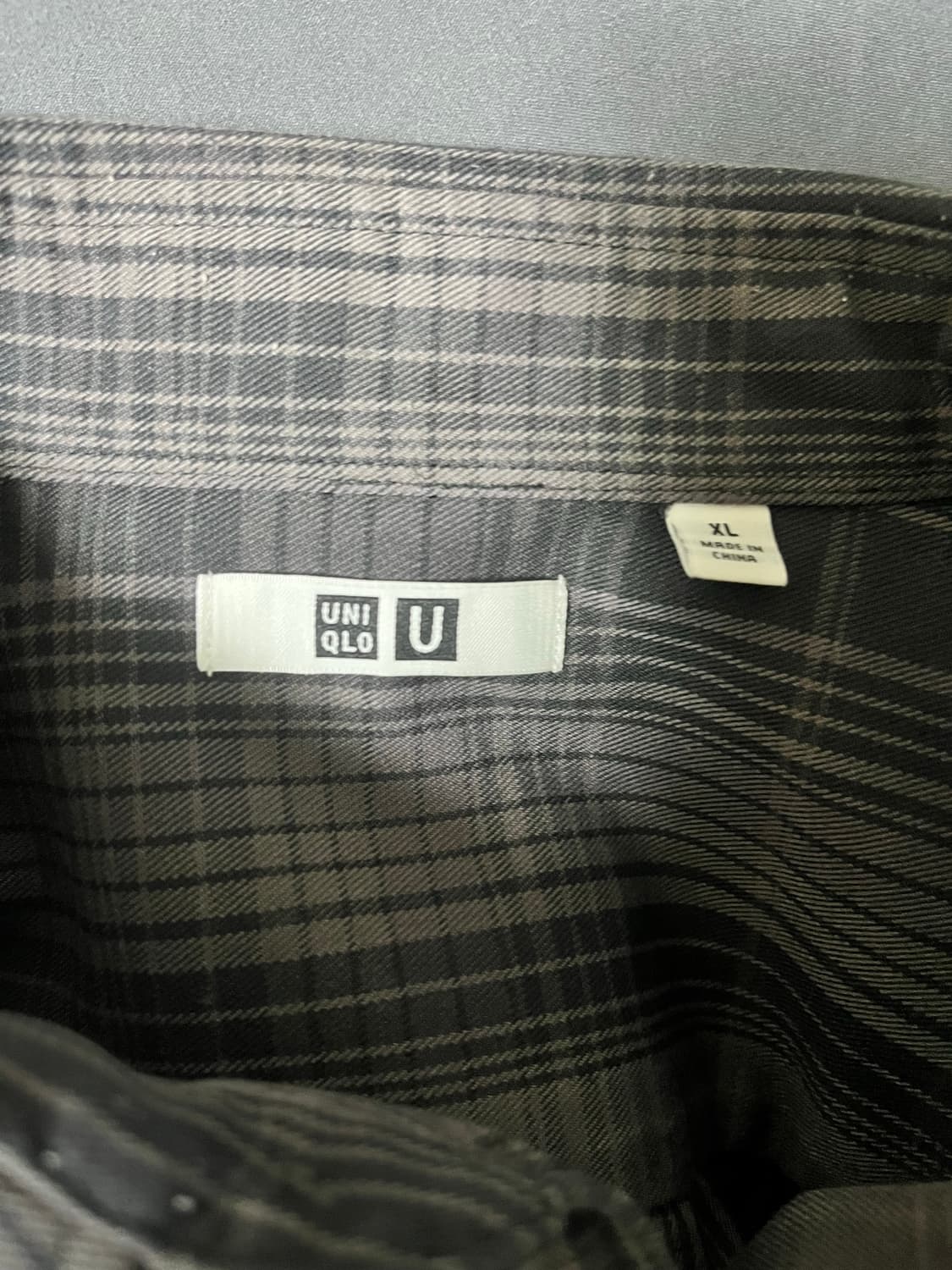 유니클로u 22fw 플란넬 오버사이즈 체크셔츠 다크그레이 xl 상품이미지2