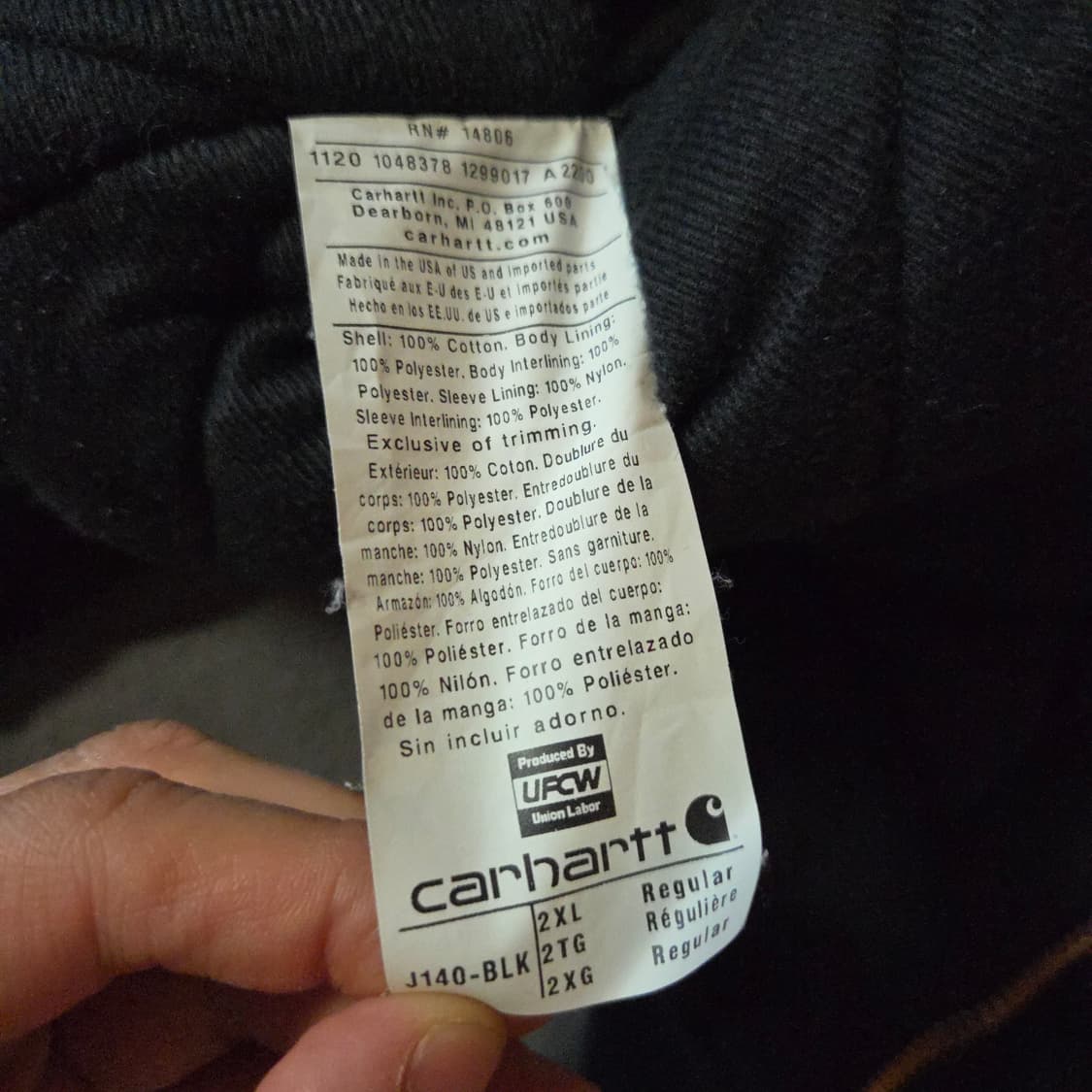 칼하트 J140 액티브 후드 워크 자켓 XXL 블랙 상품이미지7