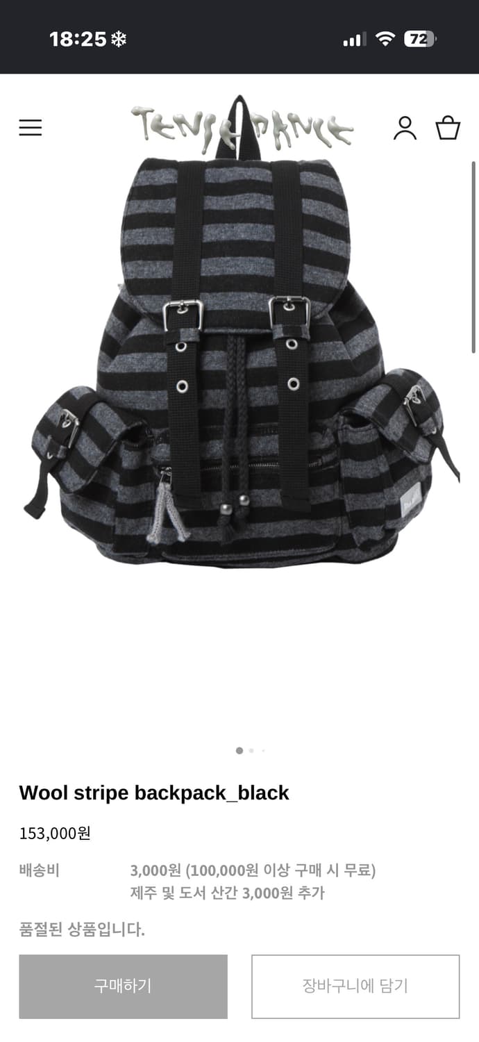 텐스댄스 wool stripe 백팩 상품이미지1