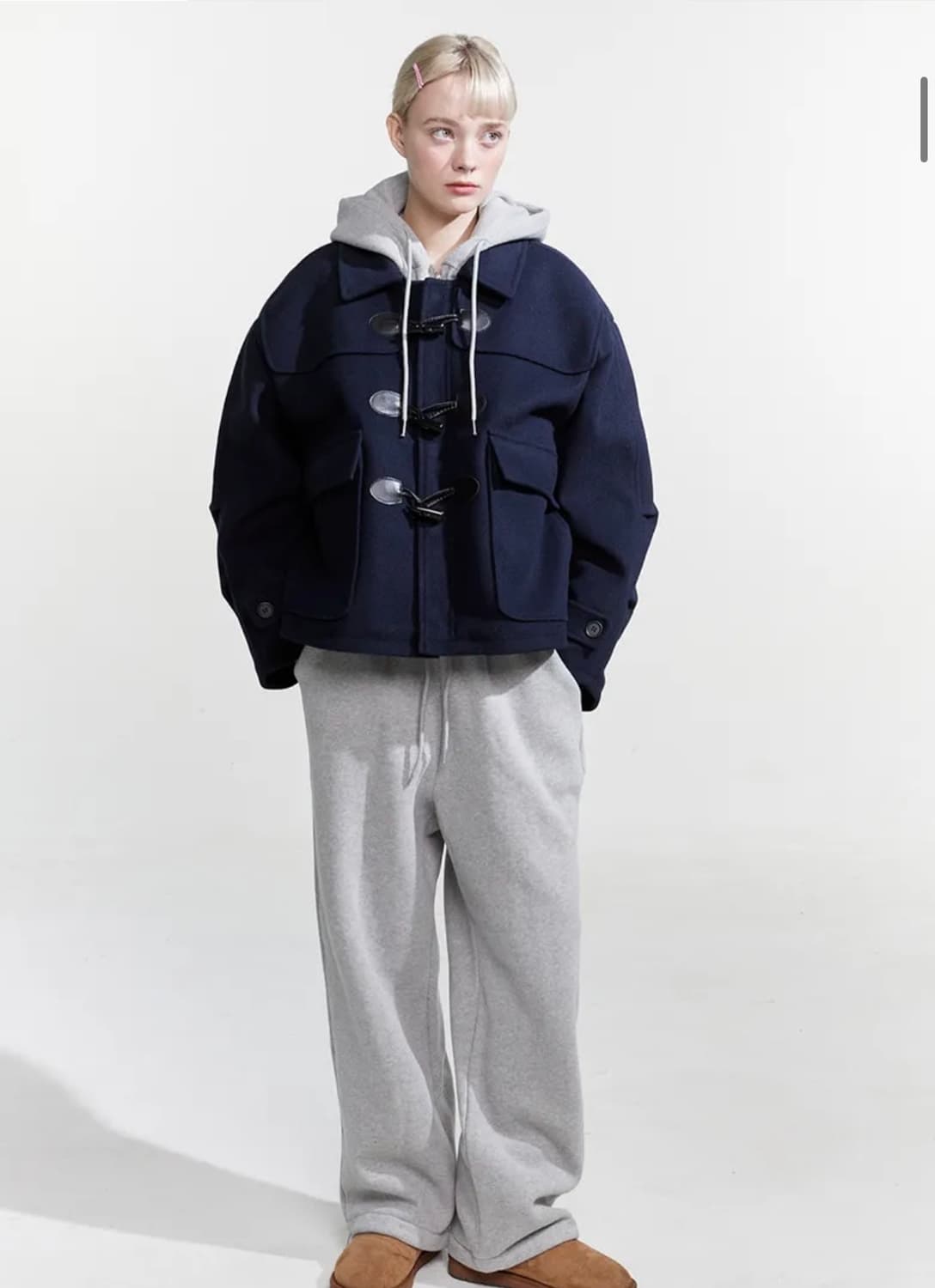 노이아고 / NOI793 오버핏 더플 코트 (네이비) 상품이미지2