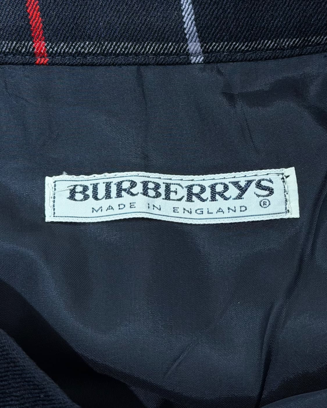 버버리 네이비 체크 패턴 플리츠 울 미디 스커트 상품이미지5