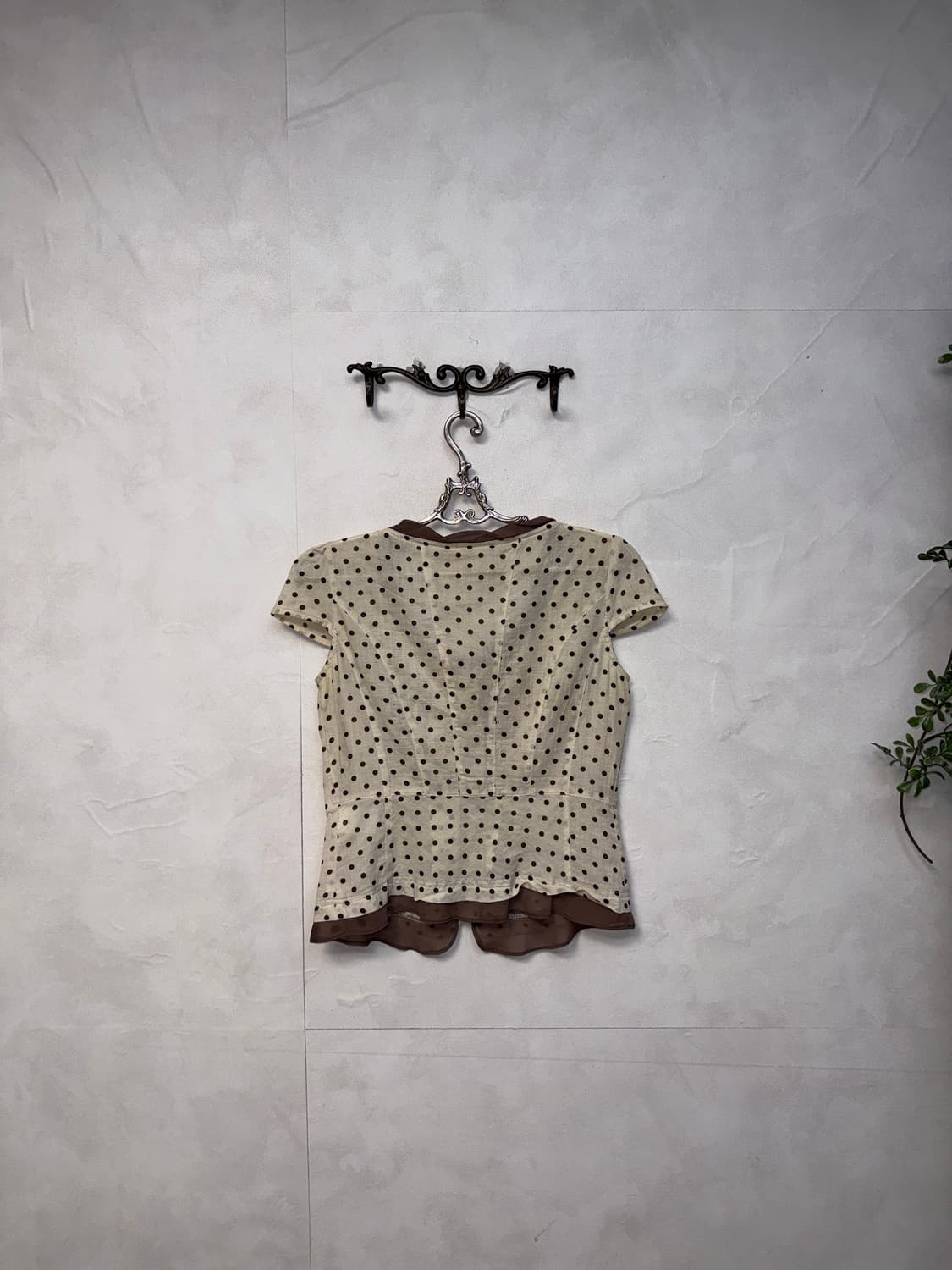 LINE brown dot ribbon sheer setup 상품이미지5