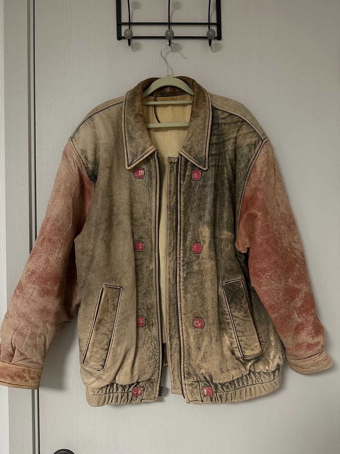 빈티지 투컬러 가죽자켓 상품이미지3