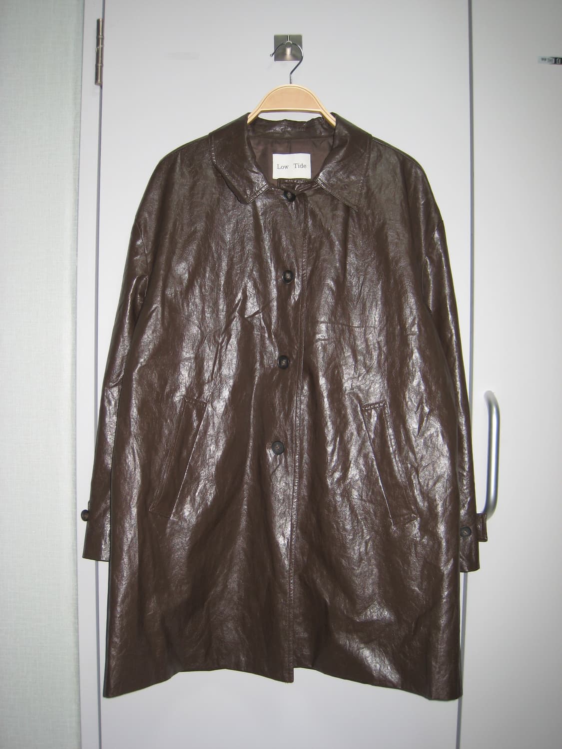 로우타이드 레더 하프 코트 브라운 상품이미지4