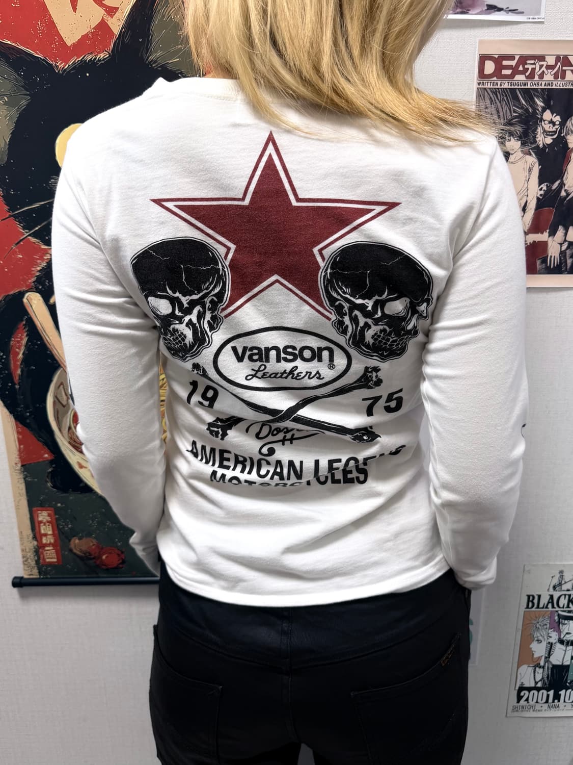 vanson 스컬 프린팅 화이트 롱슬리브 상품이미지4