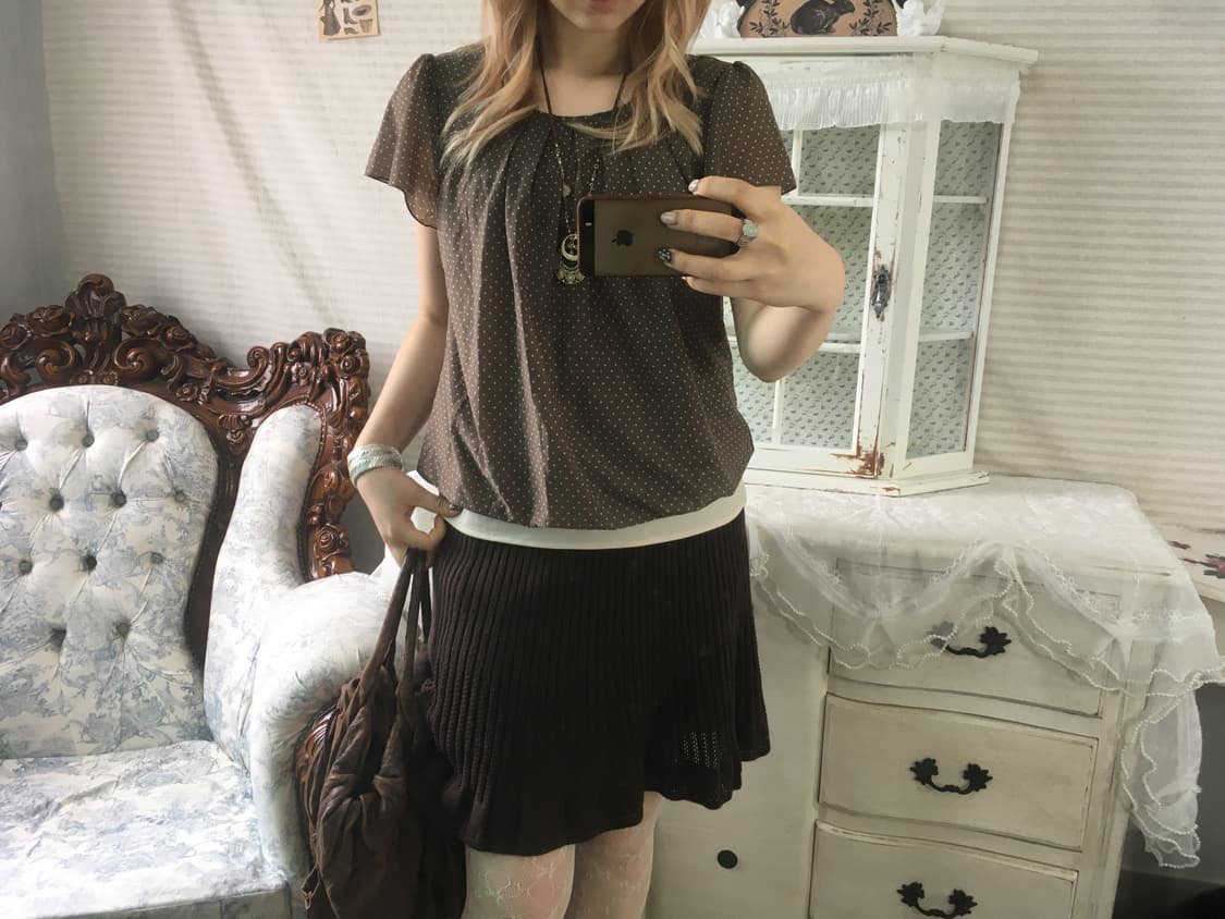 빈티지 브라운 도트 블라우스 상품이미지7