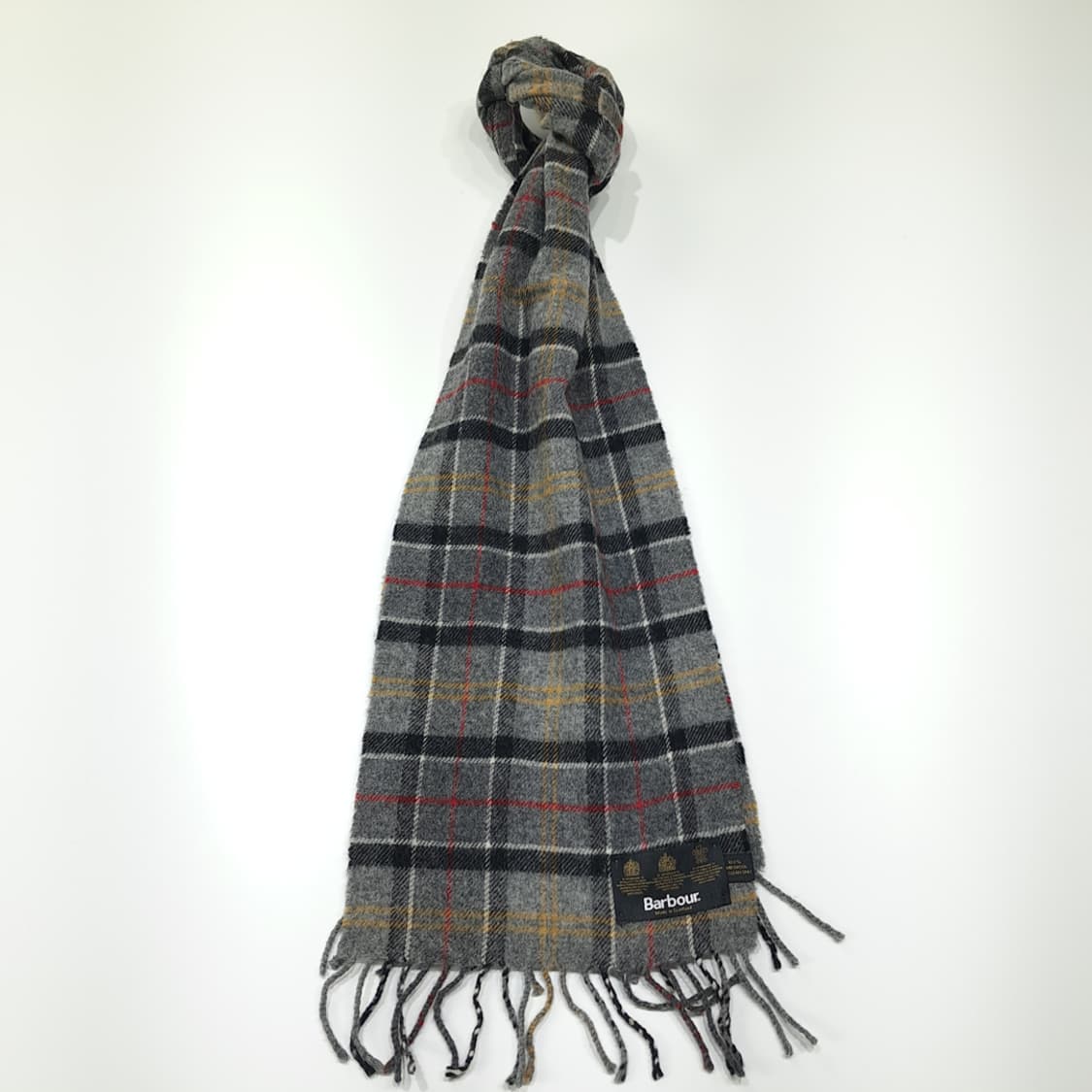 MX391 바버 3-워런트 100% 램스울 그레이 타탄 체크 머플러 상품이미지1