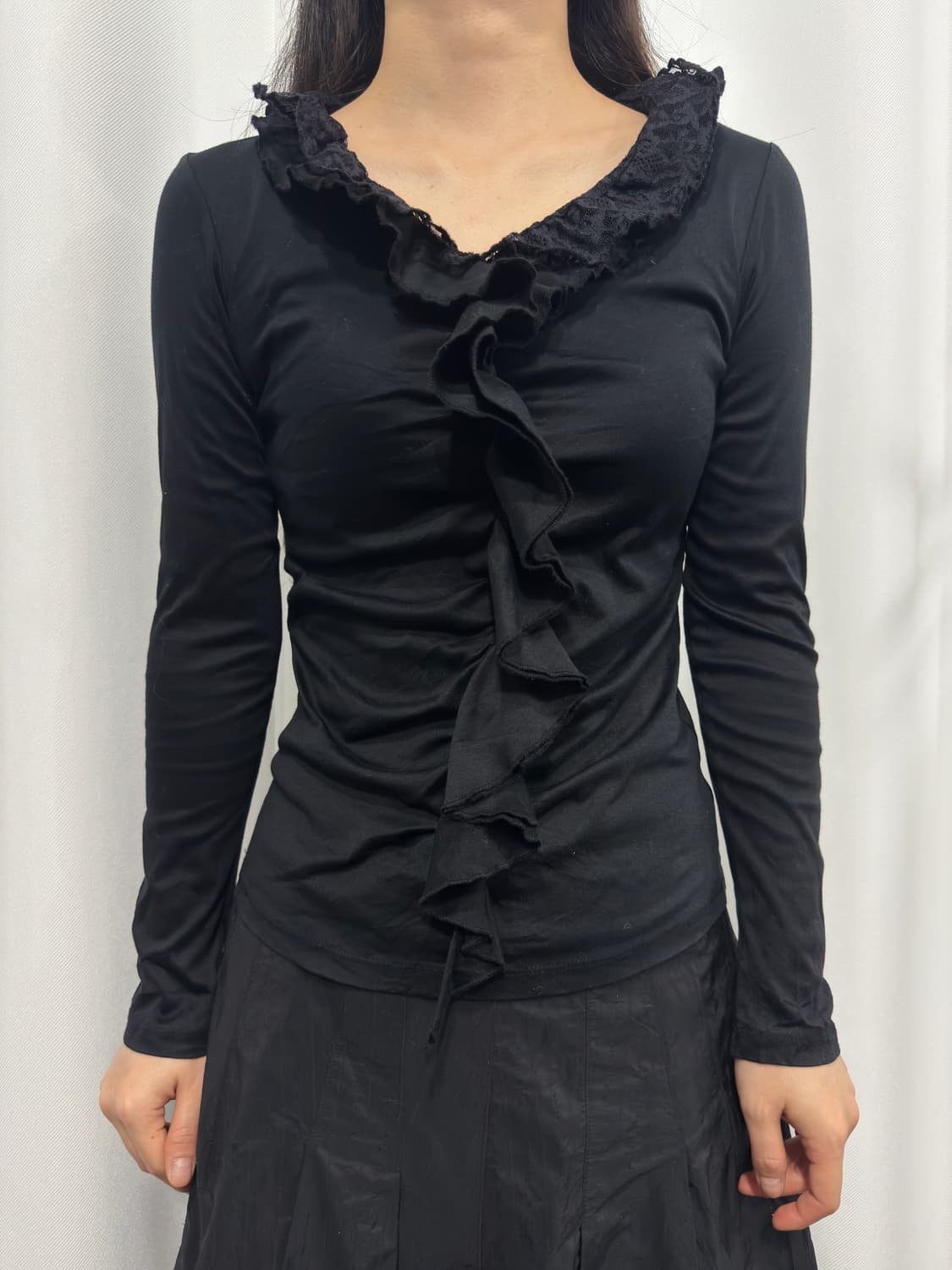 michael klein lace shirring top 상품이미지1