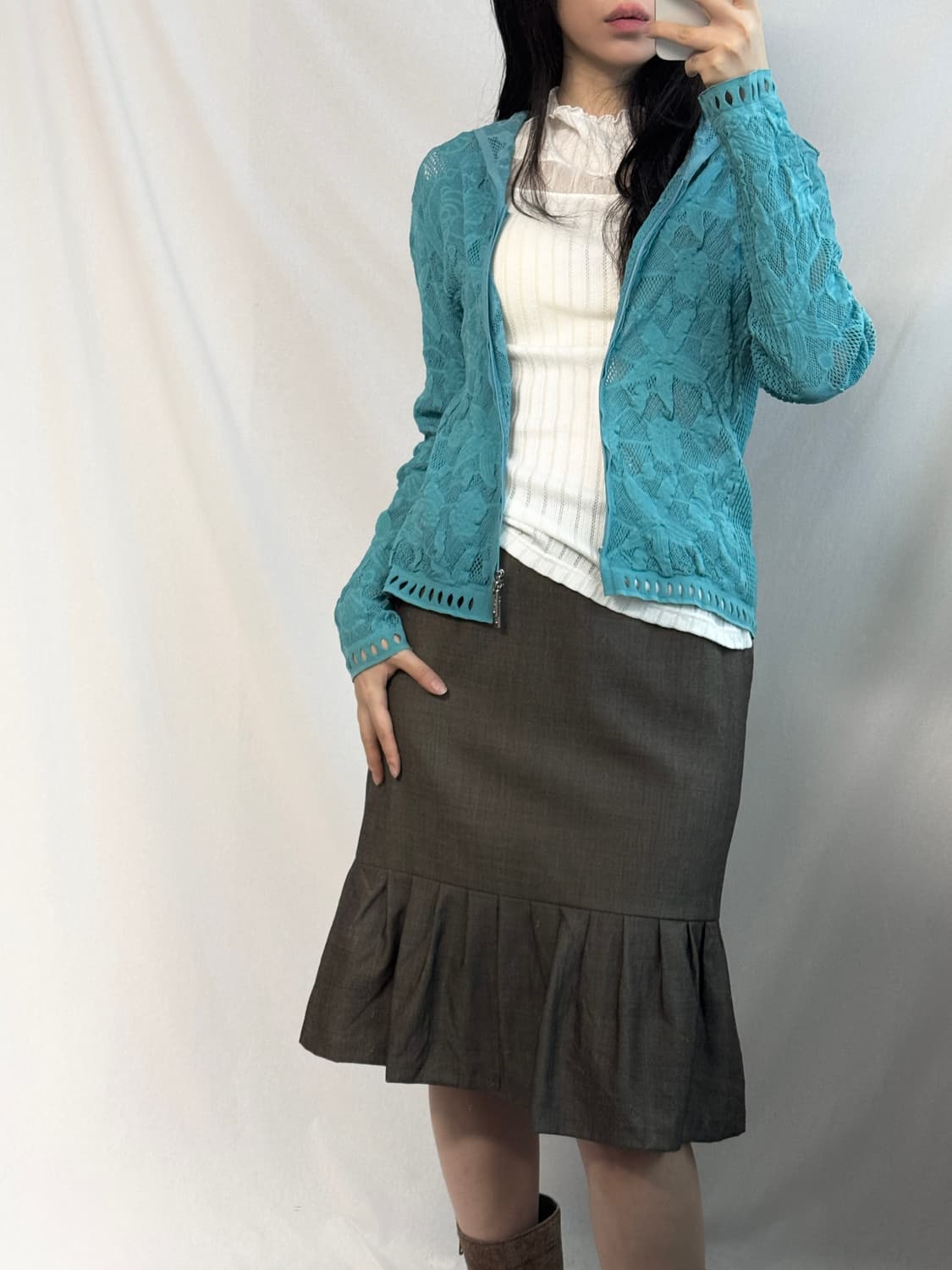 히로코 비스 레이스 투웨이 지퍼 가디건 상품이미지10