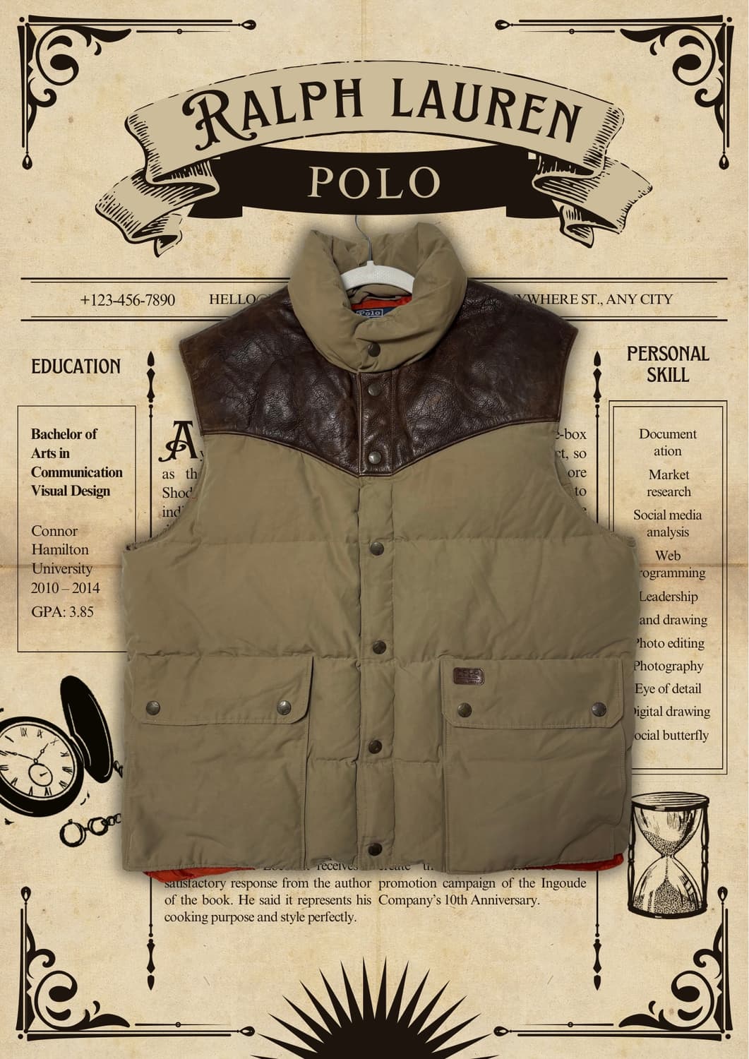 90s 폴로 랄프로렌 요크 레더 웨스턴 베스트 패딩 상품이미지1