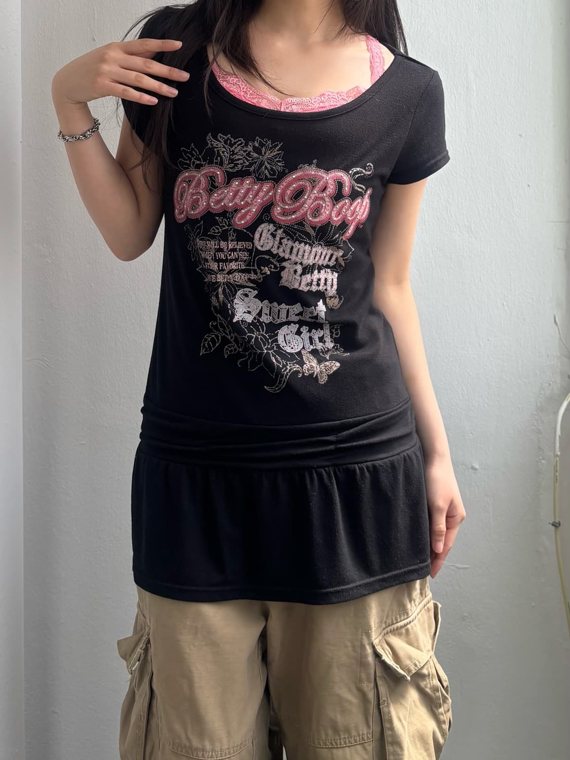 Betty boop Graphic Peplum Top 상품이미지2