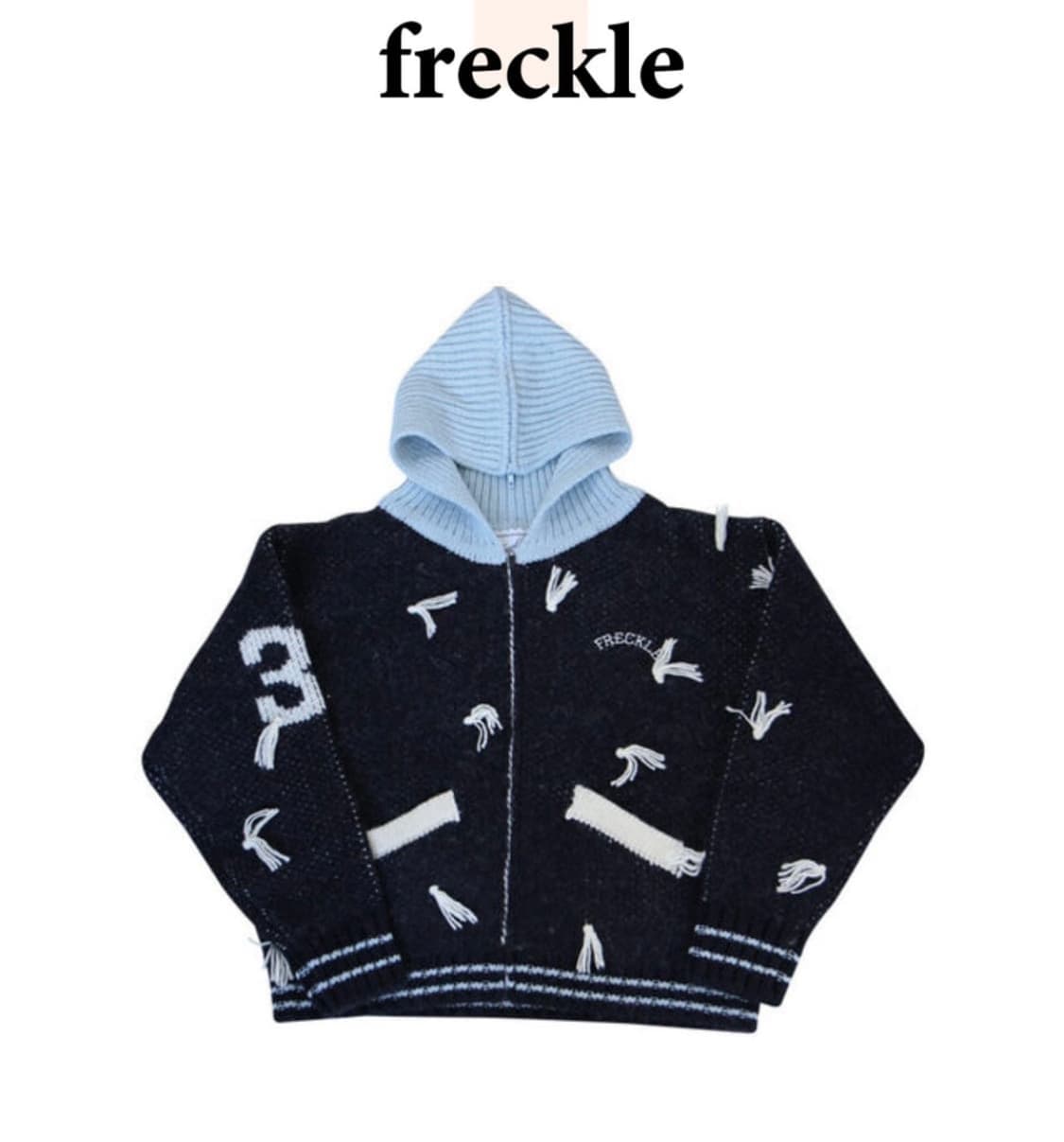 프레클 니트 후디 자켓 네이비 상품이미지1
