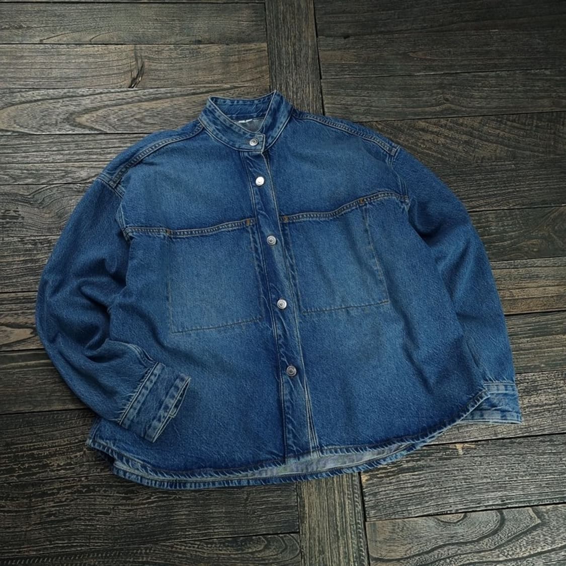 [아르켓] 차이나 카라 오버핏 데님 셔츠 자켓 M18572 상품이미지1