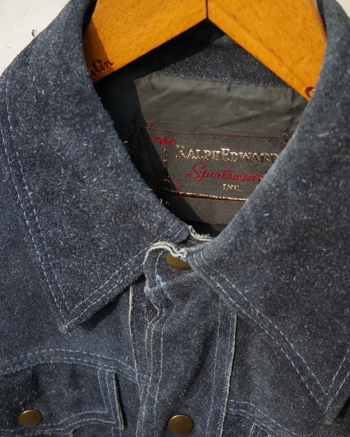 70s Ralph Edwards 슬럽 네이비 스웨이드 자켓 상품이미지3