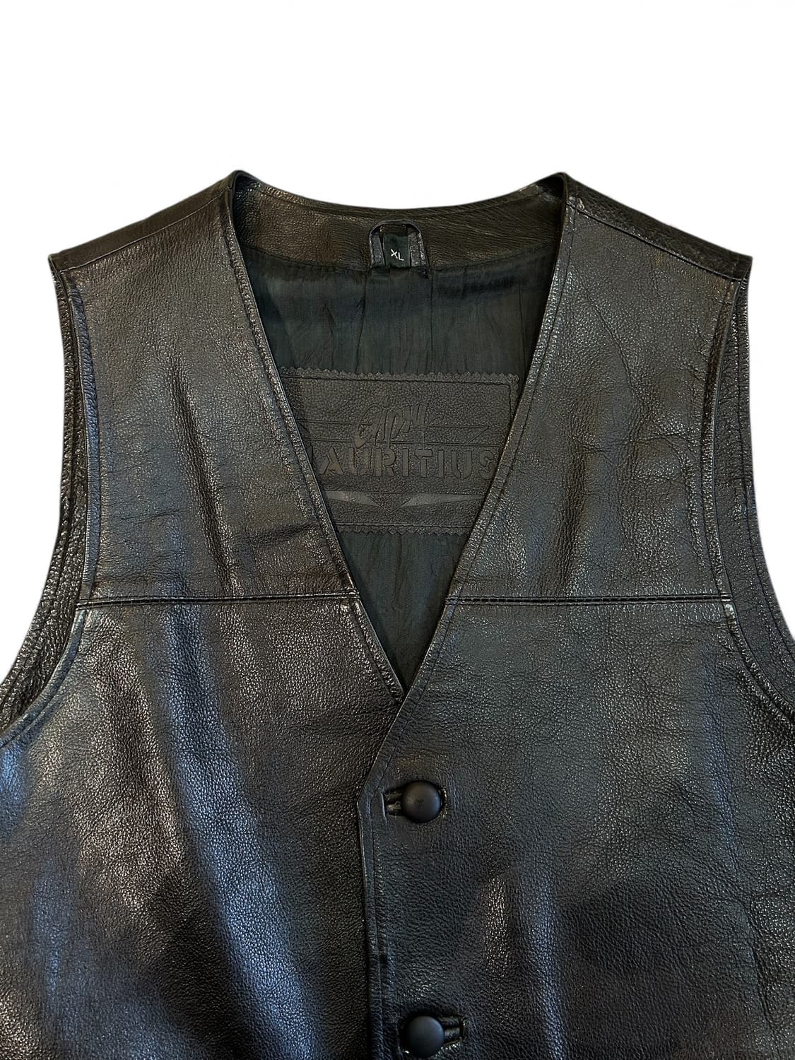 Vintage Black Leather Vest 상품이미지3