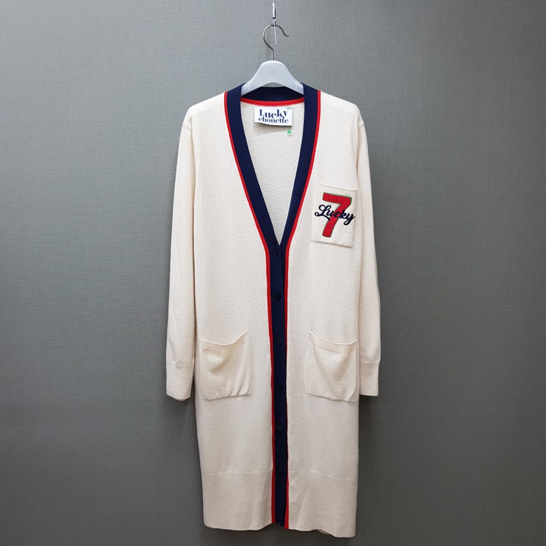 럭키슈에뜨 배색 포인트 롱 니트 가디건 F사이즈 상품이미지1