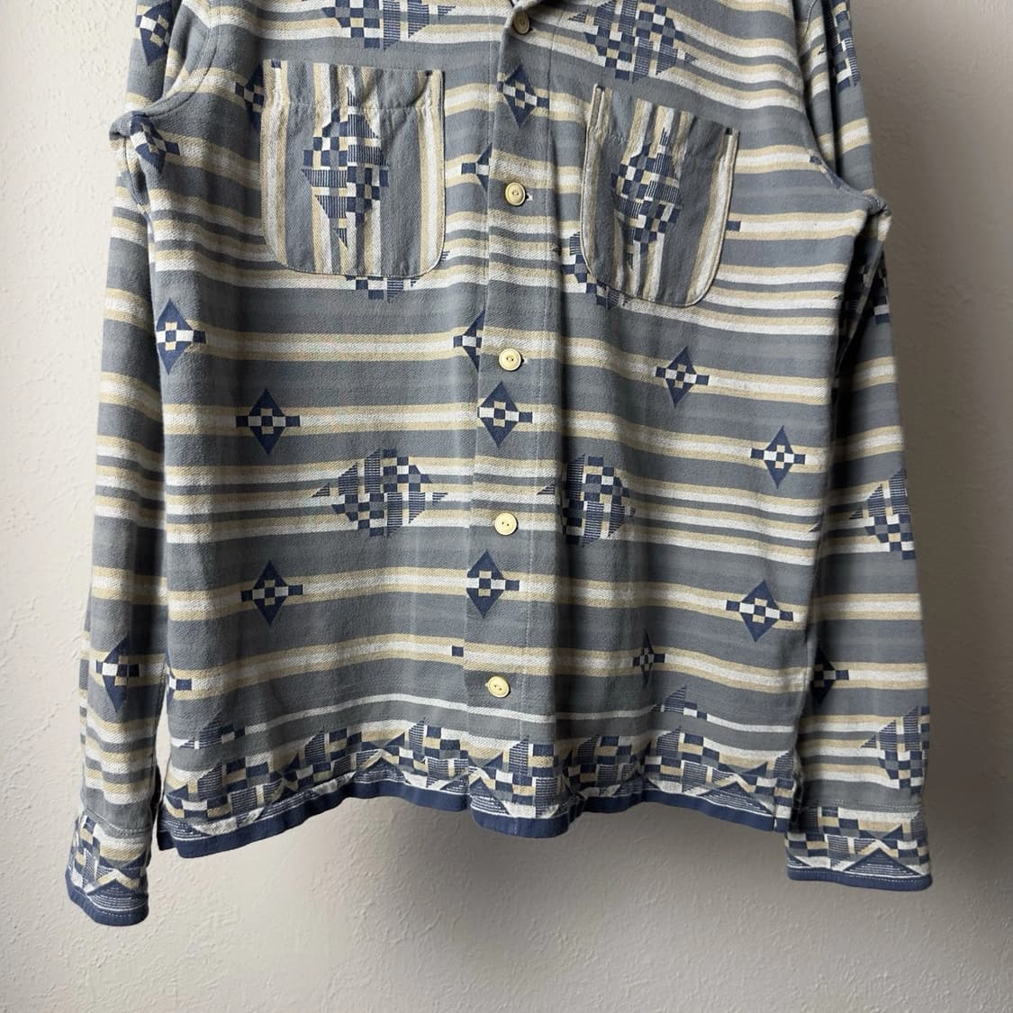 RRL 더블알엘 사우스웨스턴 자카드 니트 저지 캠프 셔츠 블루 상품이미지4