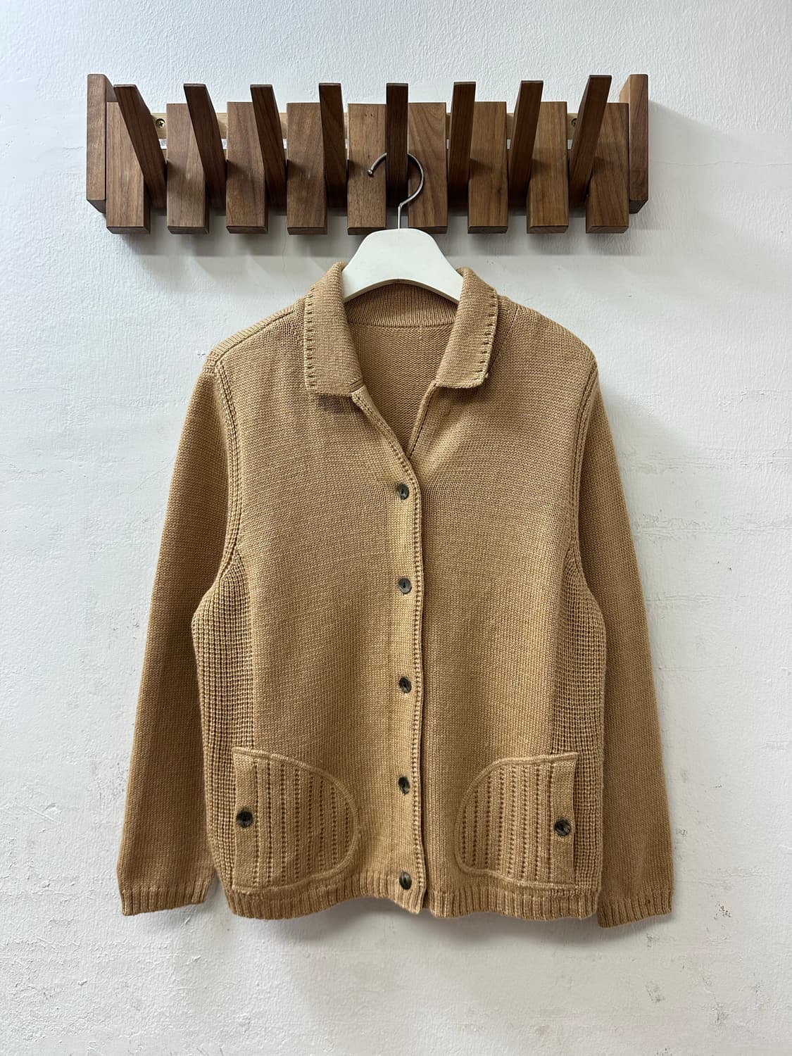 일본빈티지 울 100% 카라 니트 가디건 상품이미지1