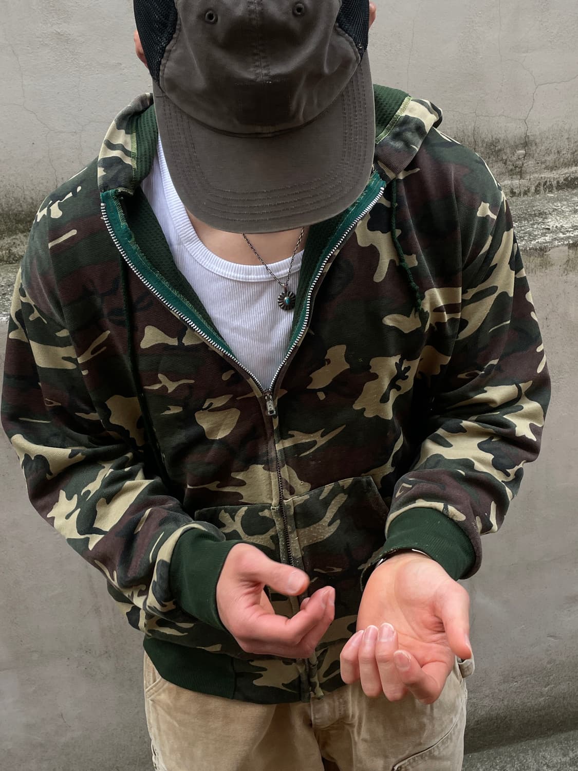 80-90s Camo thermal hood zip(USA Made) 상품이미지4