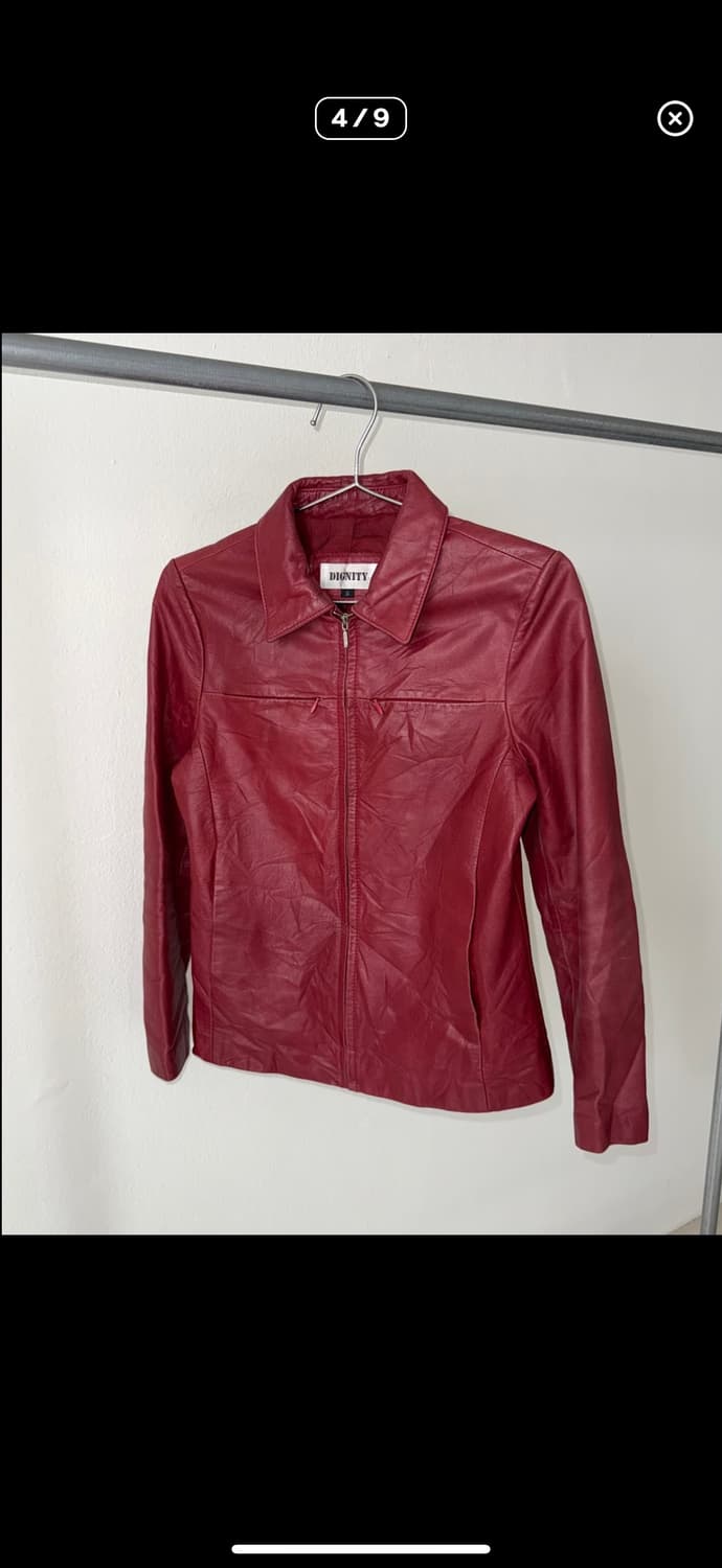 빈티지 레드 레더 자켓  상품이미지4