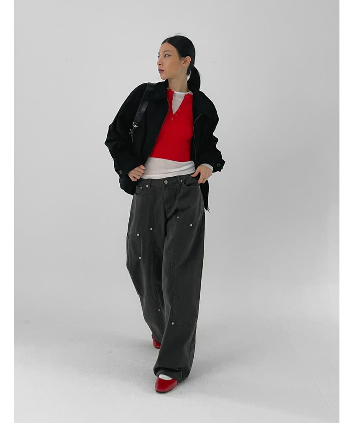 블랙업 리벳 카펜더 와이드 코튼 팬츠 차콜 S OOTJ 상품이미지1