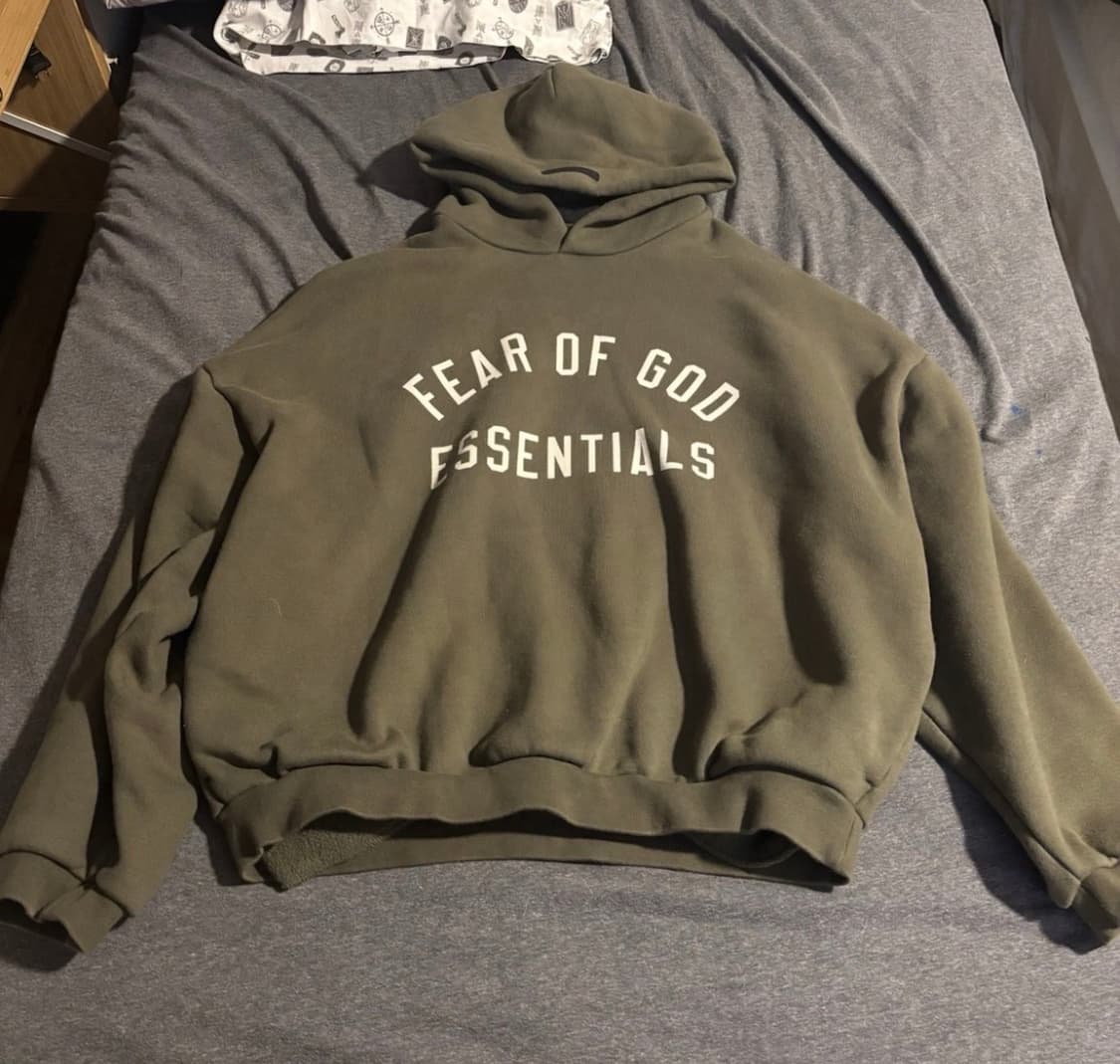 (새상품 L) 피어오브갓 에센셜 플리스 후드티 밀리터리 상품이미지4