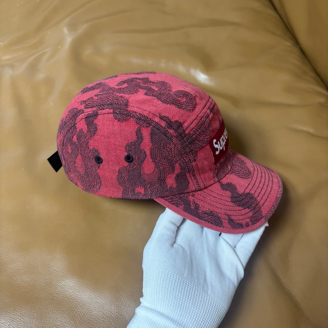 슈프림 캠프캡 모자 박스로고 플레임 데님 레드 상품이미지3