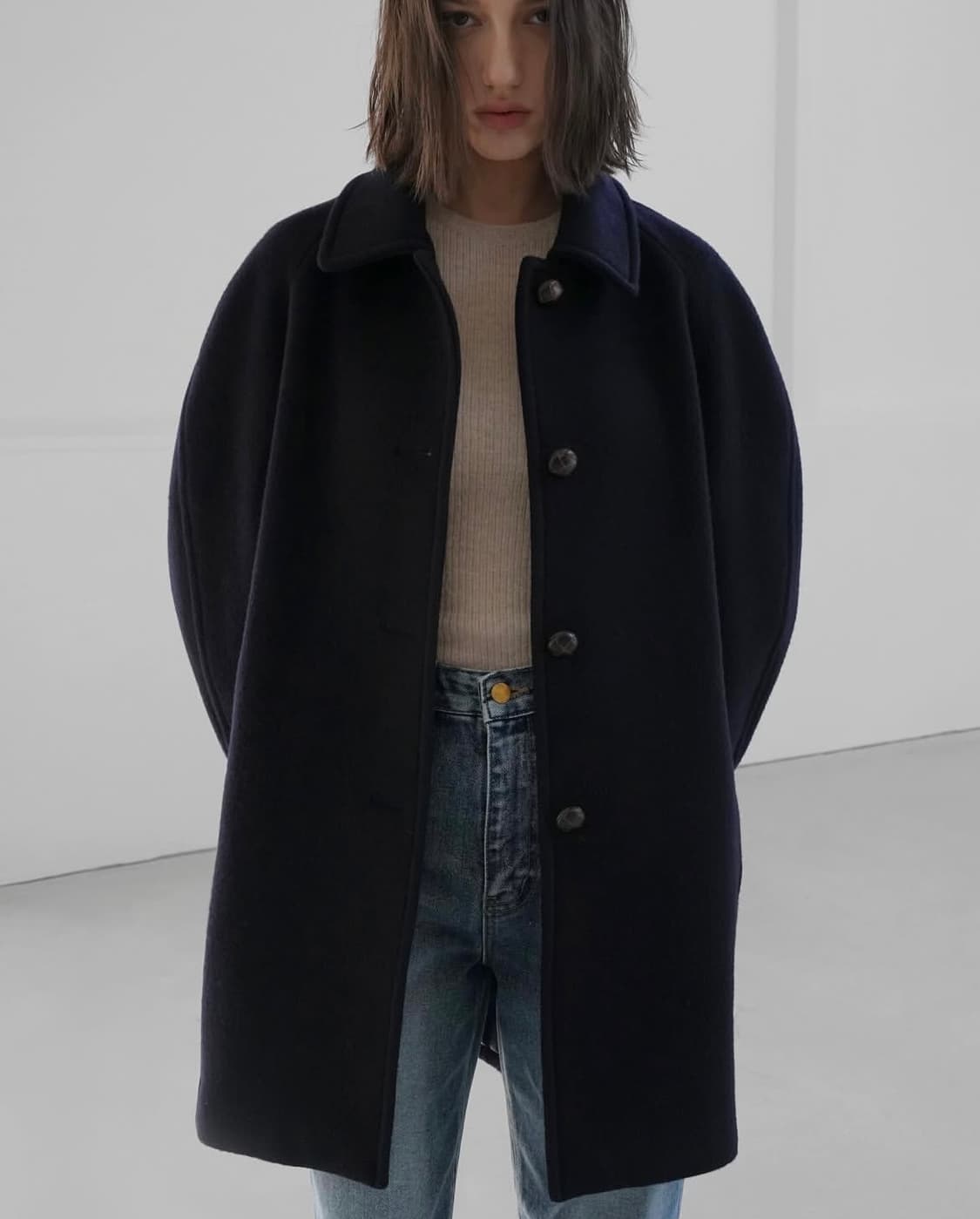 (새상품) 11am 일레븐에이엠 하프 코트 / 네이비 상품이미지7