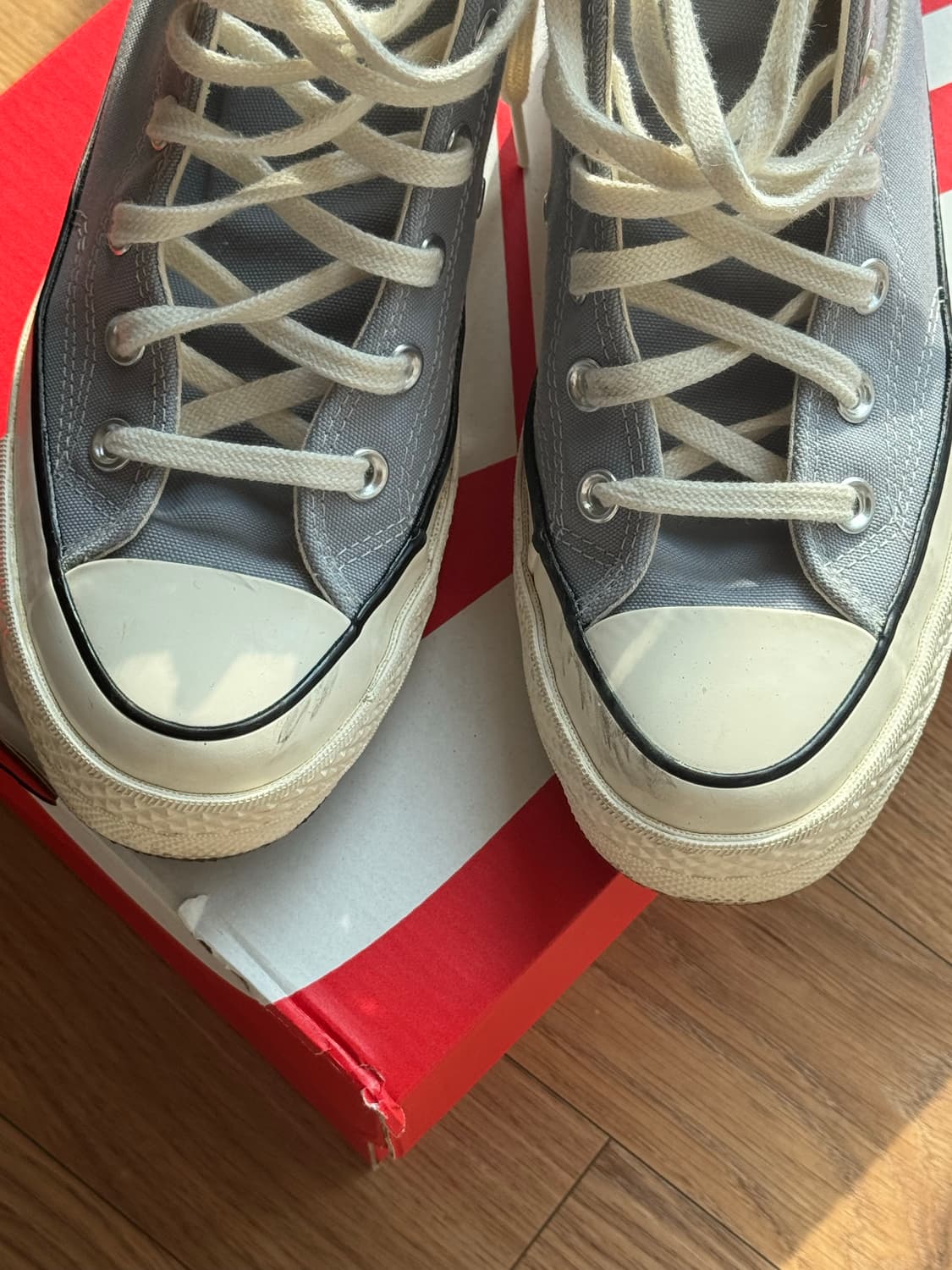 2번착용) 245 컨버스 척 70 하이 빈티지 캔버스 울프그레이 상품이미지6