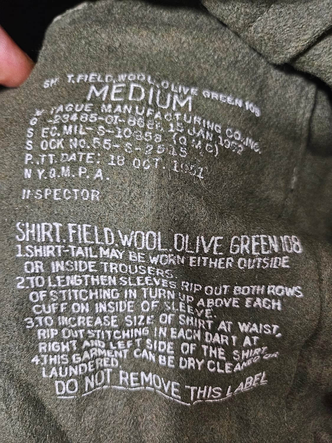 50s 미군오리지날 og108 울셔츠 데드스탁 상품이미지9