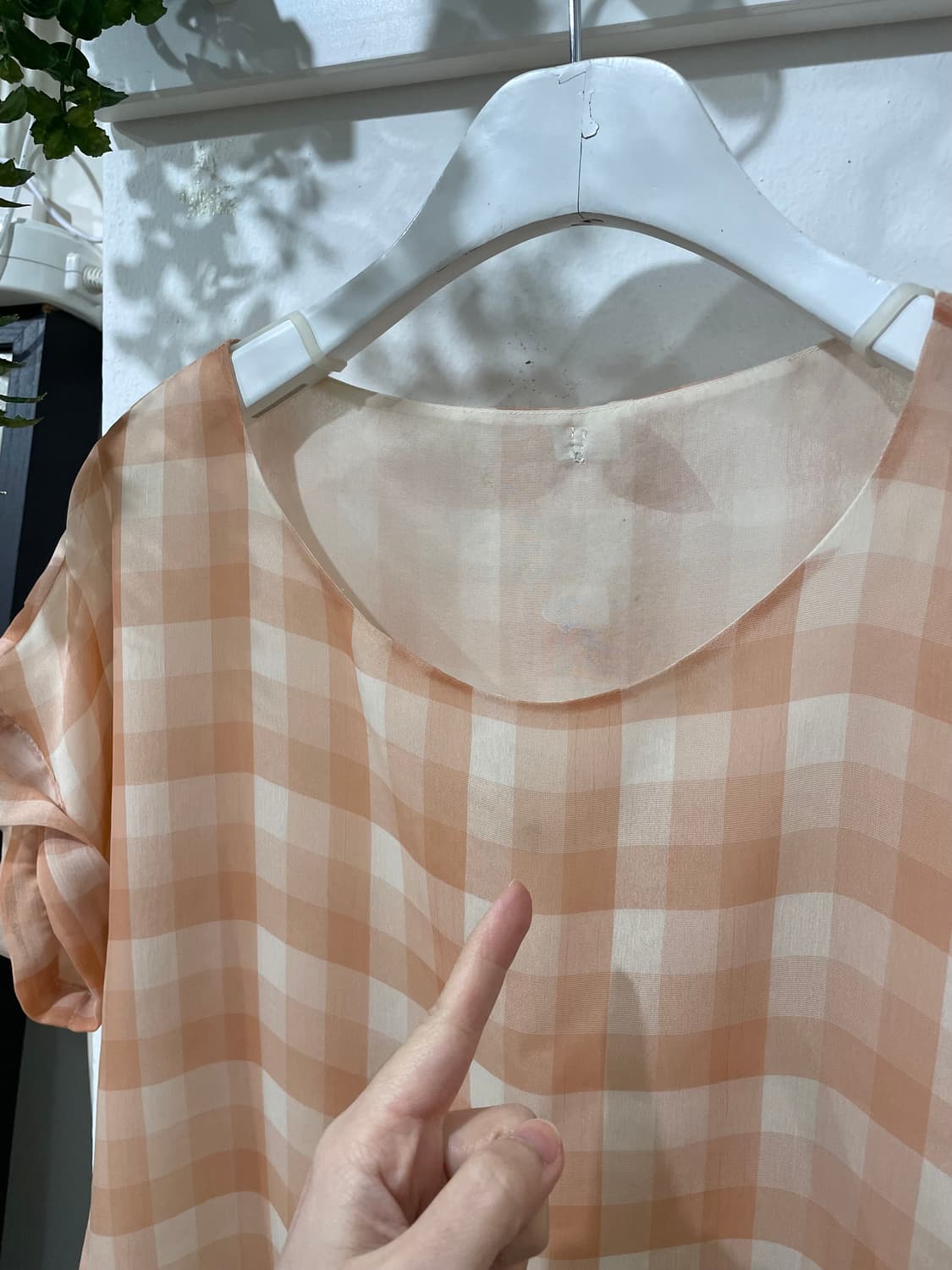 피치 체크 리본 블라우스 상품이미지8