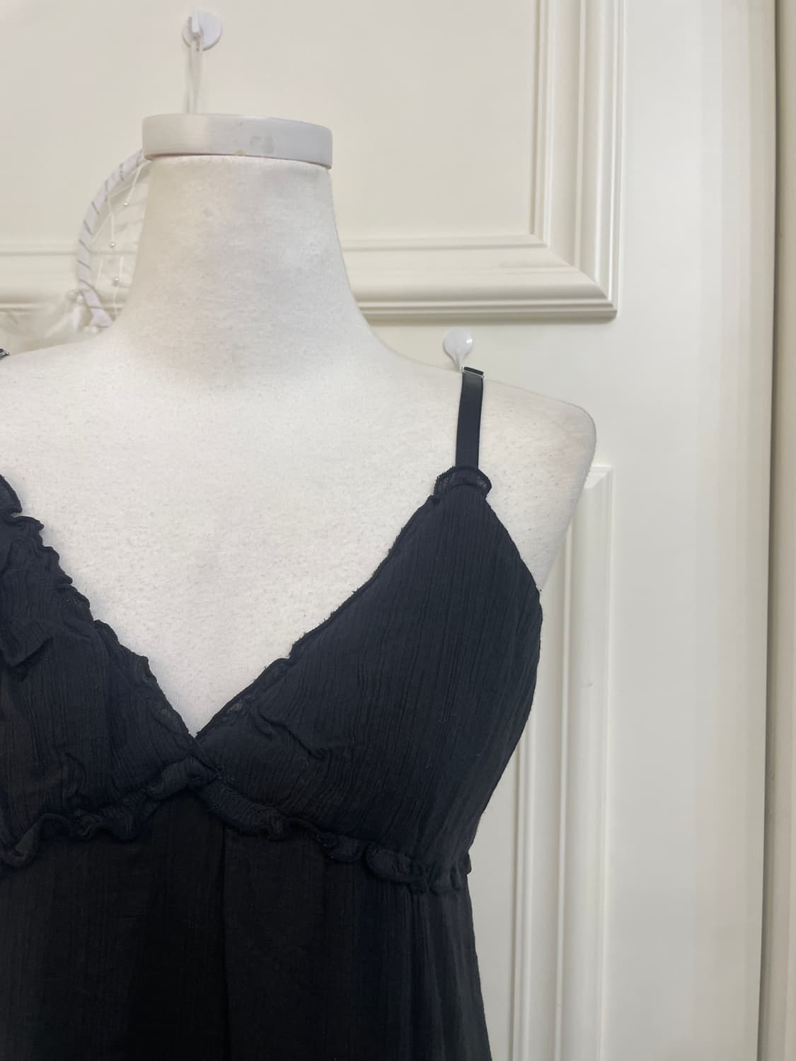 black ruffle shirring maxi opc 상품이미지7