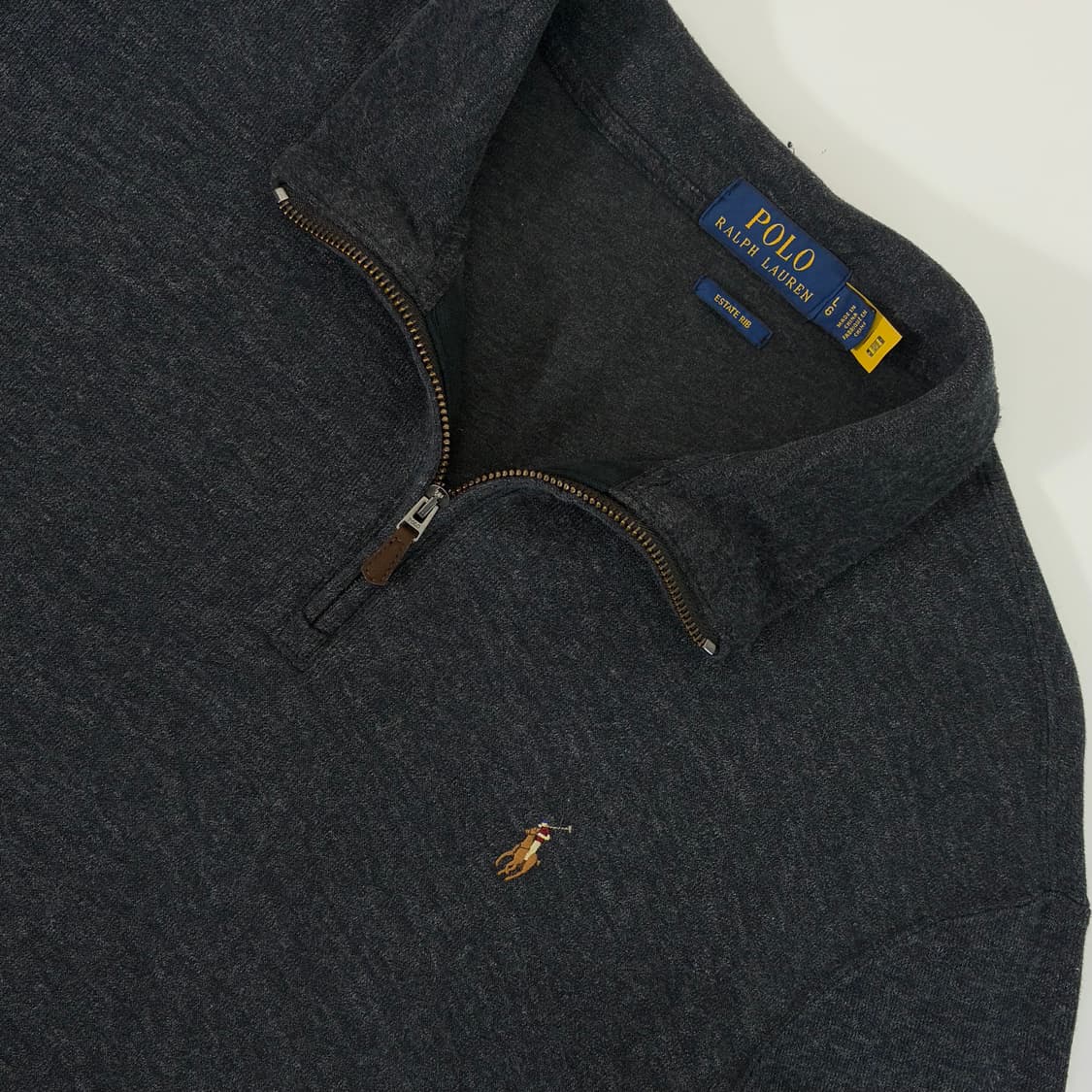 Polo  폴로 랄프로렌 자수 코튼 차콜 반집업 니트 상품이미지3