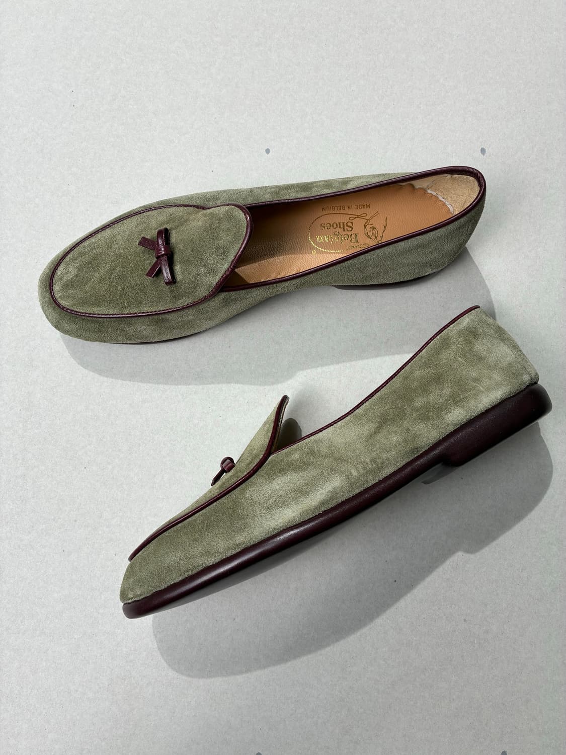 벨지안 슈즈 로퍼 MR.CASUAL 스웨이드 올리브 그린 7.5사이즈 상품이미지3