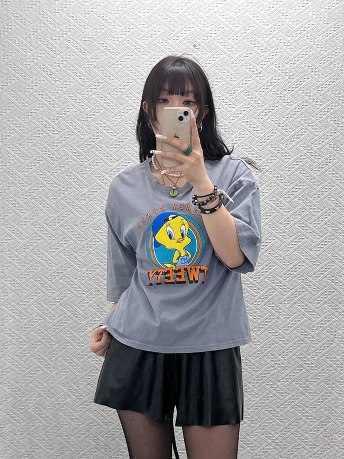 루니툰즈 레트로 희귀 90's 트위티 프린팅 반팔티 M C10906 상품이미지2