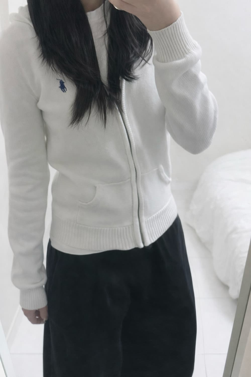 폴로 우먼스 코튼 니트 후드집업 상품이미지3