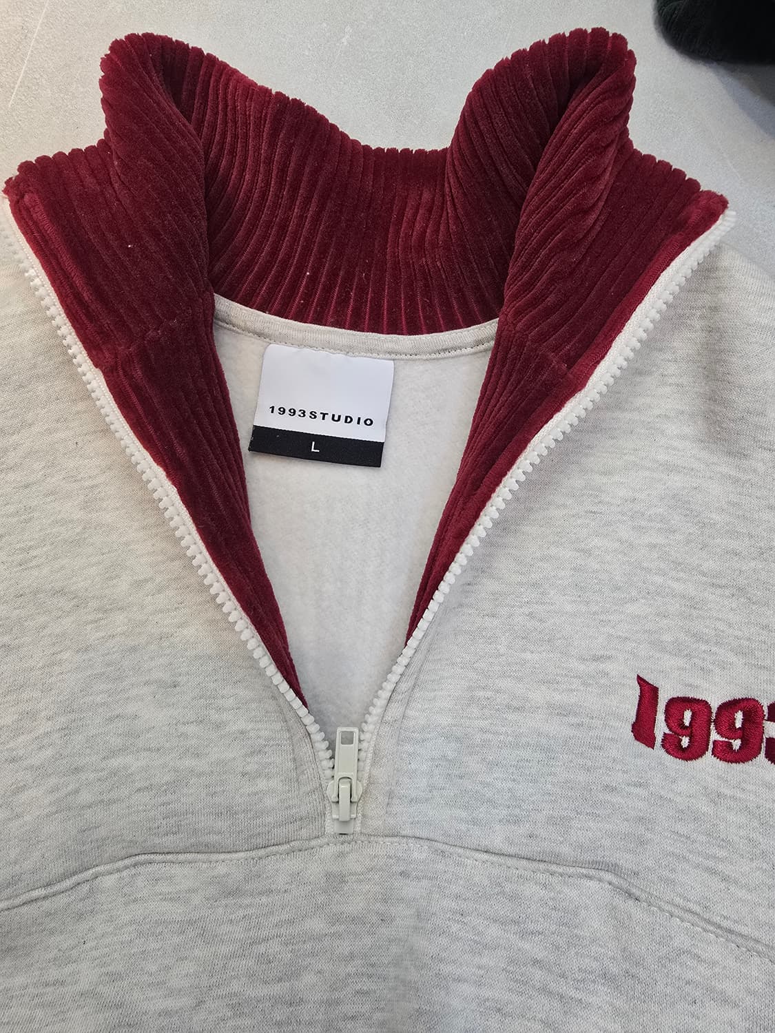 1993스튜디오 반집업 맨투맨 L 오트밀 .초록색 상품이미지1