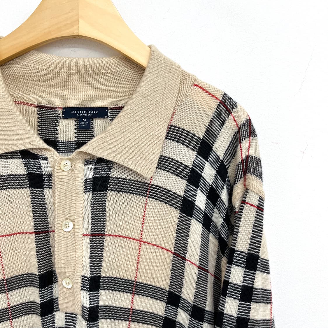 버버리 오리지널 노바 체크 카라넥 메리노 울 니트 상품이미지4