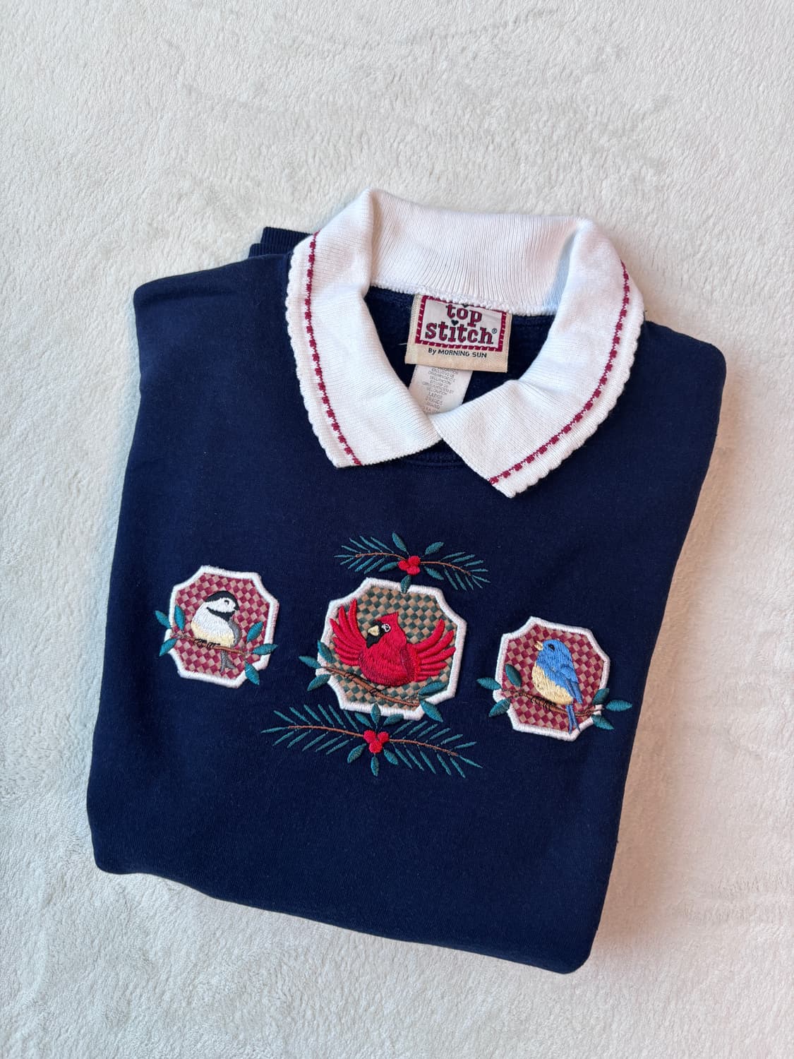 Top Stitch 카라 자수 맨투맨 네이비 (미국빈티지) 상품이미지1