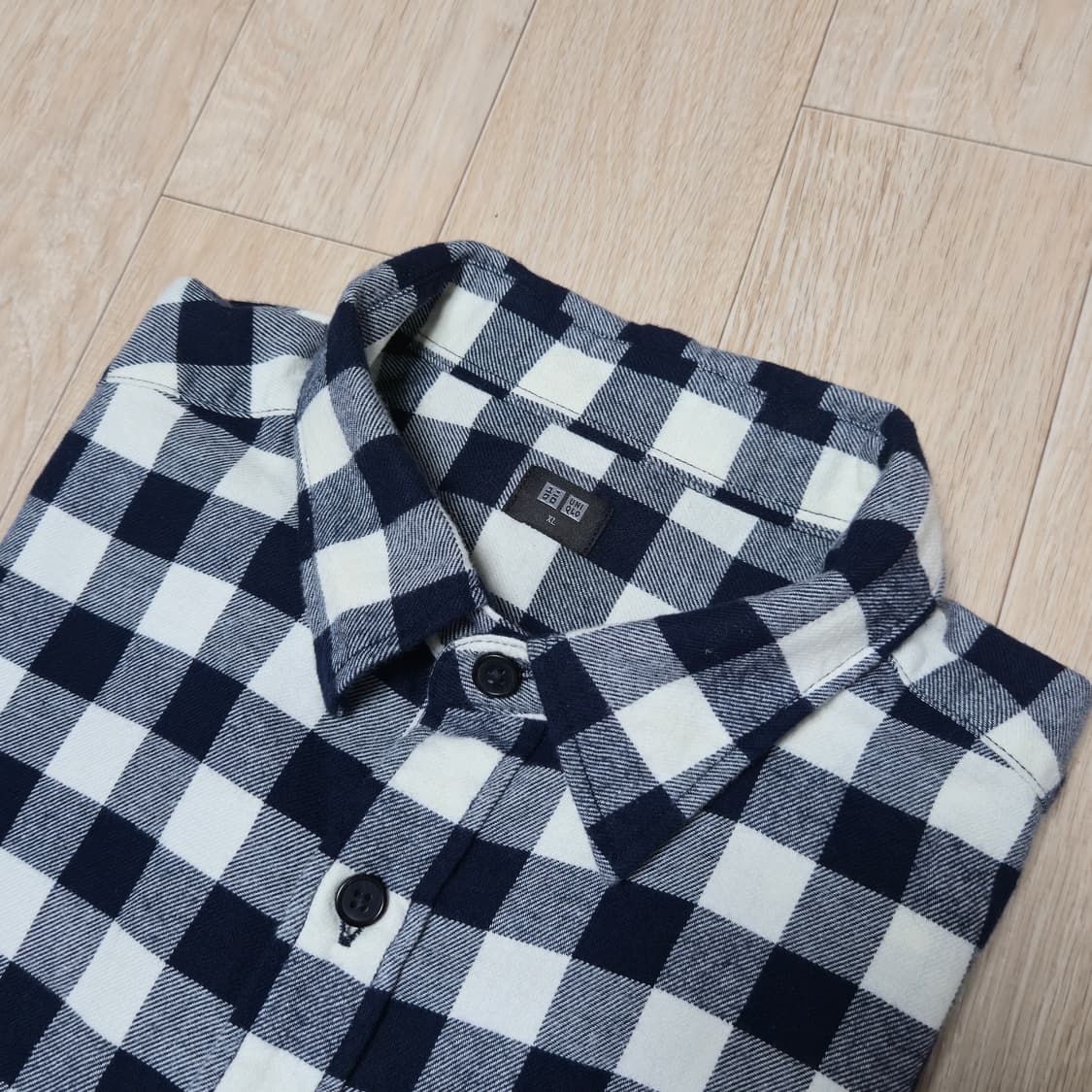 XL)새상품 유니클로 네이비 플란넬 체크셔츠 상품이미지1