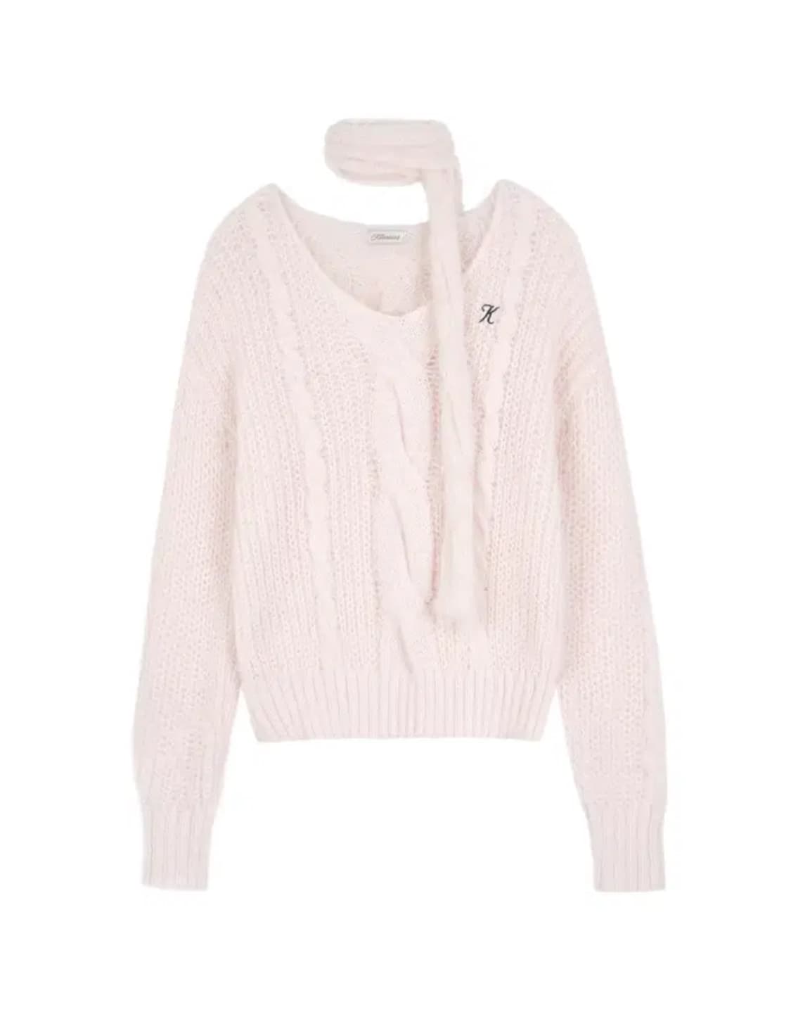 구해요) 클리시어 소프티 케이블 니트 머플러 핑크 softy세트 상품이미지1