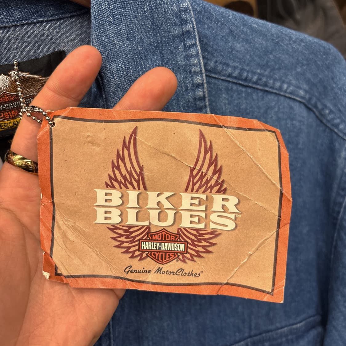 90s 할리데이비슨 바이커블루스 헤비데님 워크셔츠 데드스탁 N965 상품이미지7